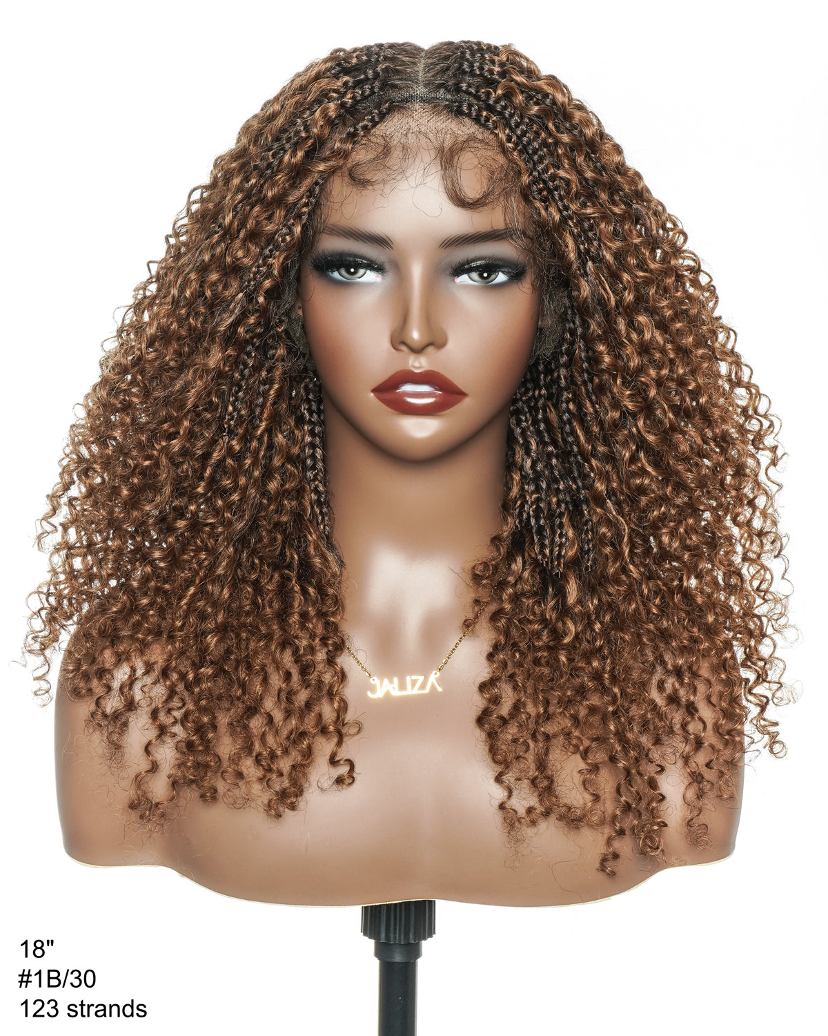 Brown Color Bora Bora 18" Pre Bleached HD Full Lace Human Hair Curly Boho Box Braided Wig