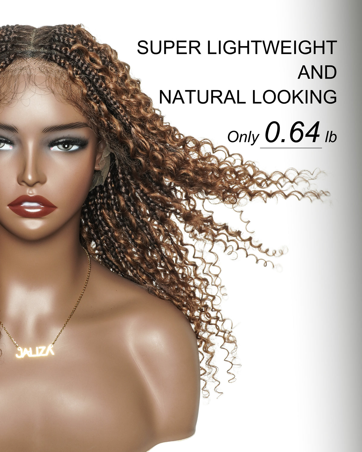 Brown Color Bora Bora 18" Pre Bleached HD Full Lace Human Hair Curly Boho Box Braided Wig
