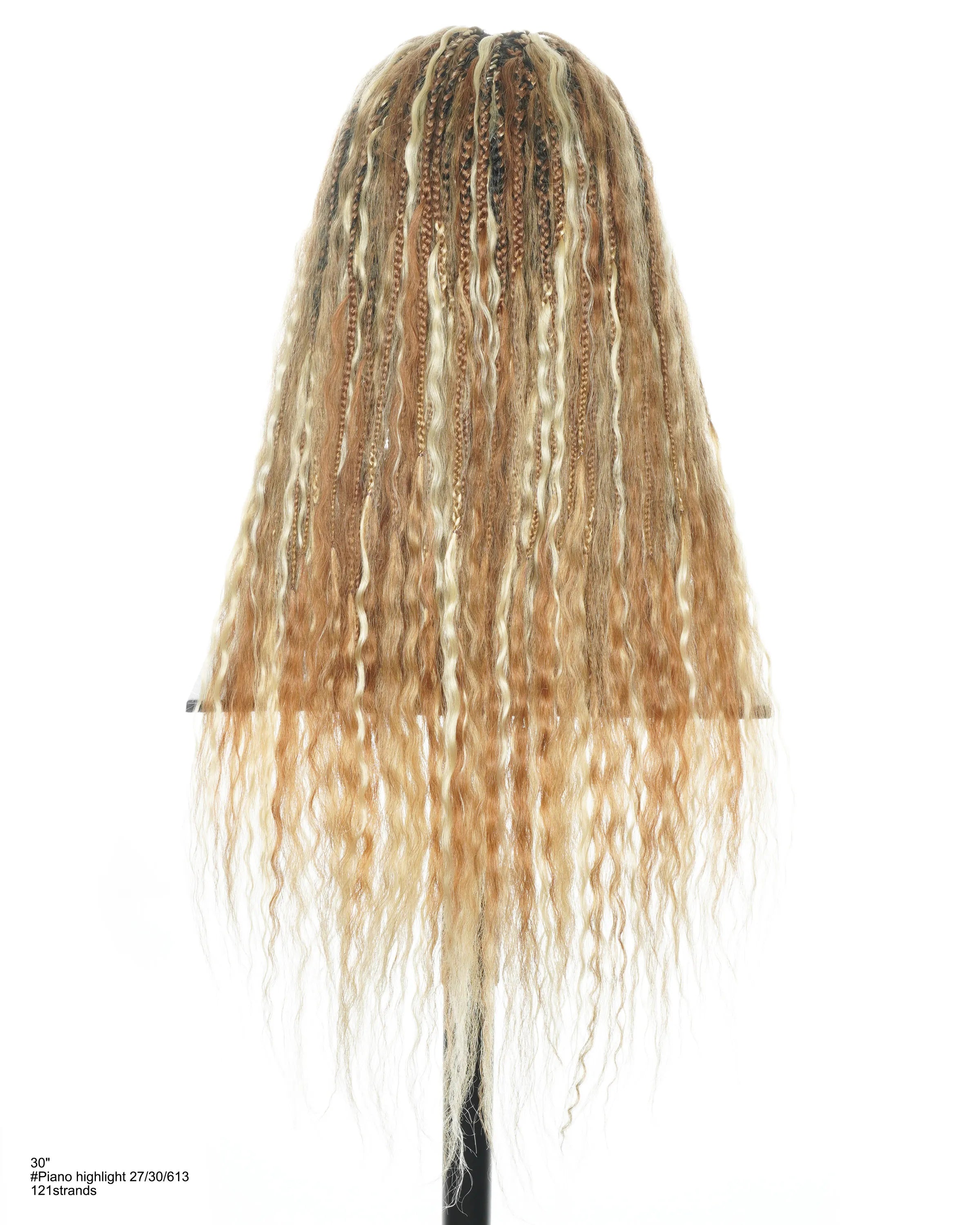 30" Bora Bora Wet & Wavy Boho Braided Wig – Piano 27/30 with 613 Highlights
