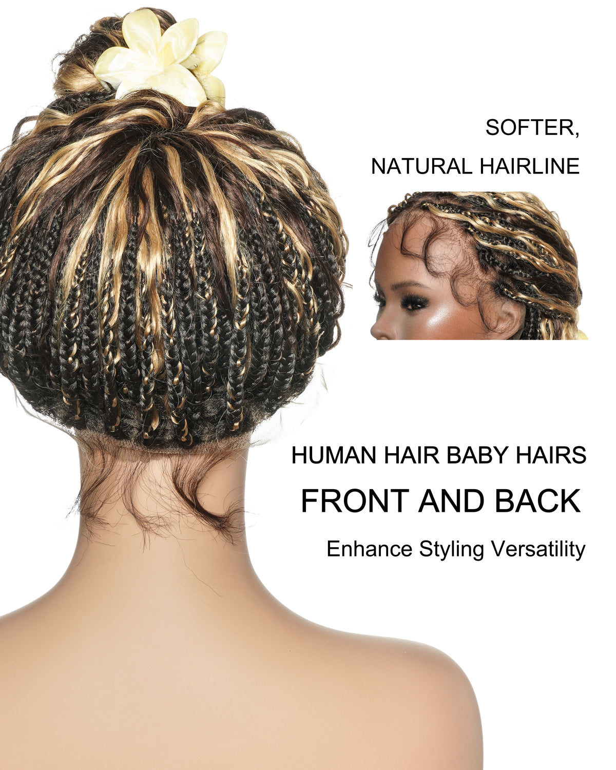 Tiana - Miracle Braids Spanish Curl Pre Bleached Human Hair Boho Swiss HD Full Lace Braided Wig