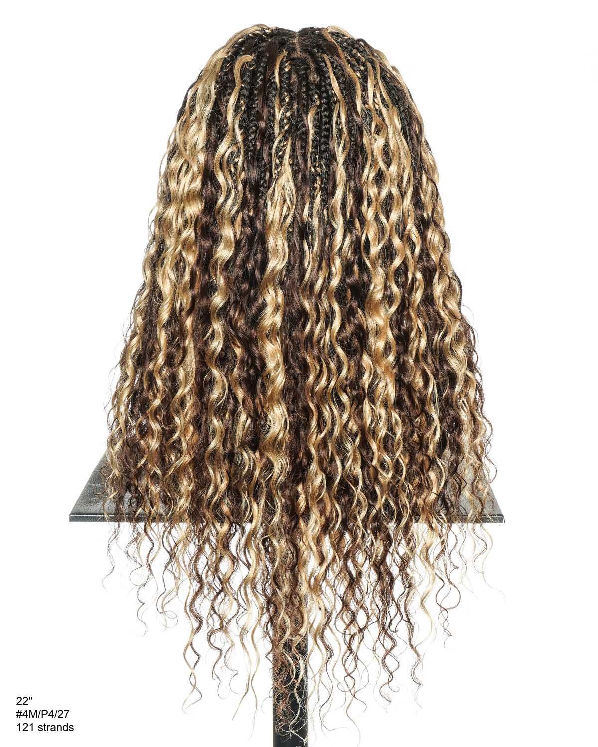 Tiana - 22" Bora Bora Dark Brown #4 Pre Bleached Human Hair Curls HD Full Lace Boho Box Braided Wig
