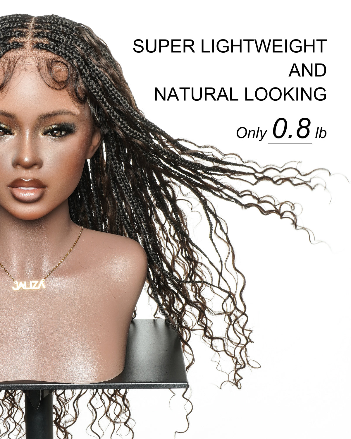 Kiki - 24" Pre Bleached Human Hair Lace Base Swiss HD Full Lace Human Hair Curls Boho Box Braided Wig