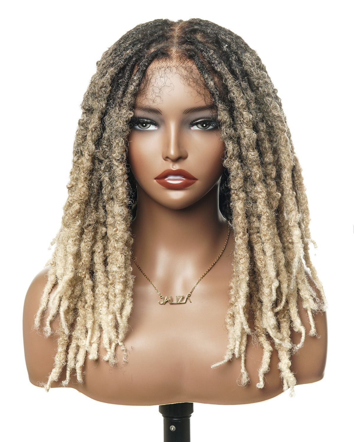 Soft And Distressed Faux Locs Ombre 1B-27-613 Pre Bleached Swiss HD Full Lace Wig