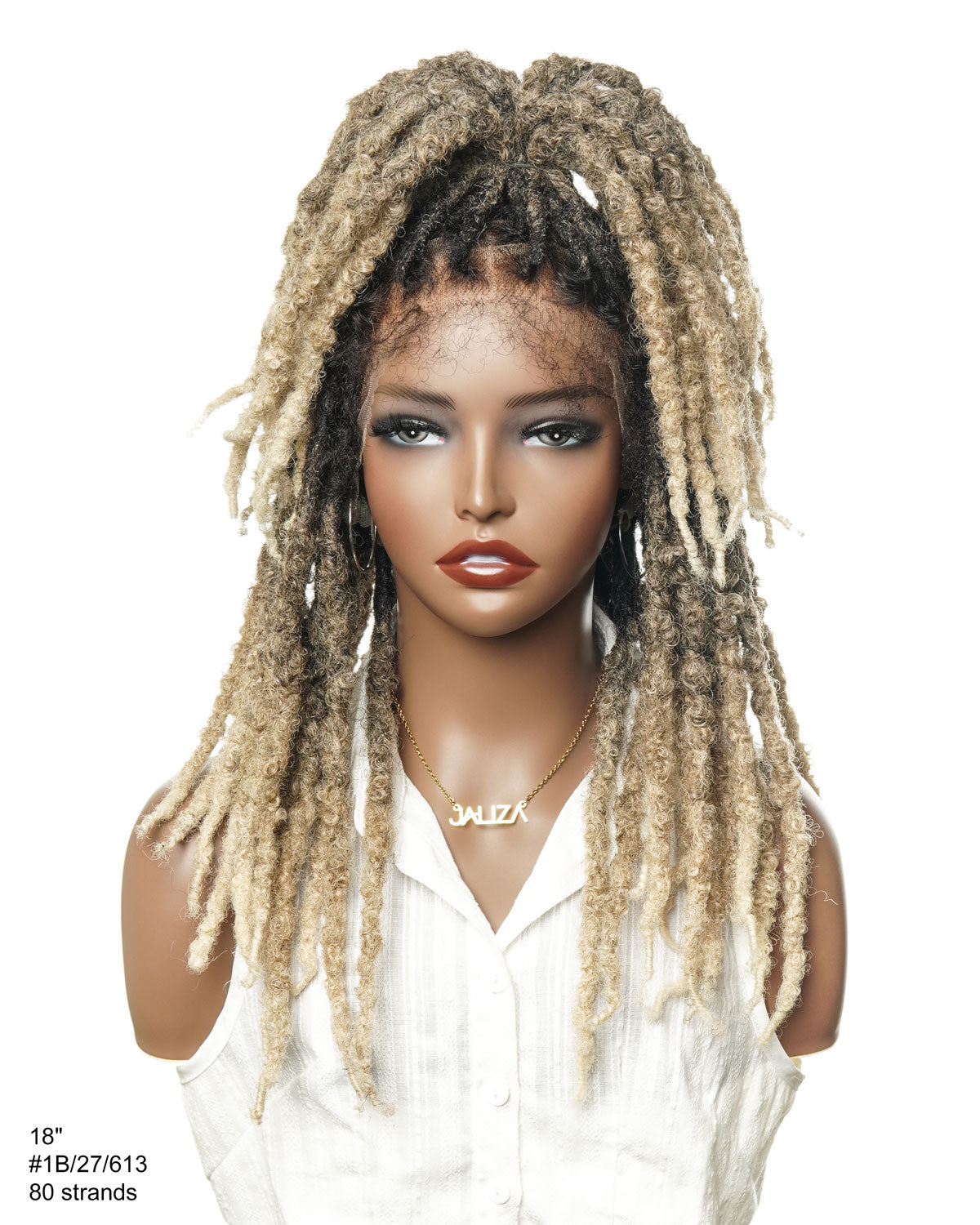 Soft And Distressed Faux Locs Ombre 1B-27-613 Pre Bleached Swiss HD Full Lace Wig