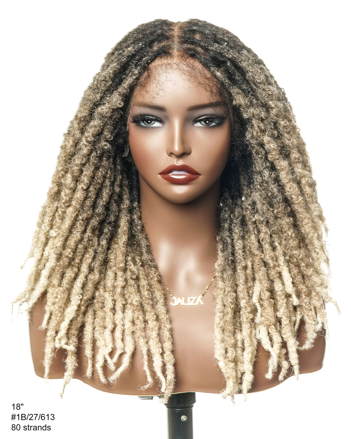 Soft And Distressed Faux Locs Ombre 1B-27-613 Pre Bleached Swiss HD Full Lace Wig