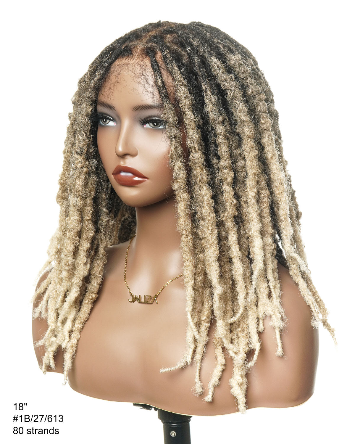 Soft And Distressed Faux Locs Ombre 1B-27-613 Pre Bleached Swiss HD Full Lace Wig