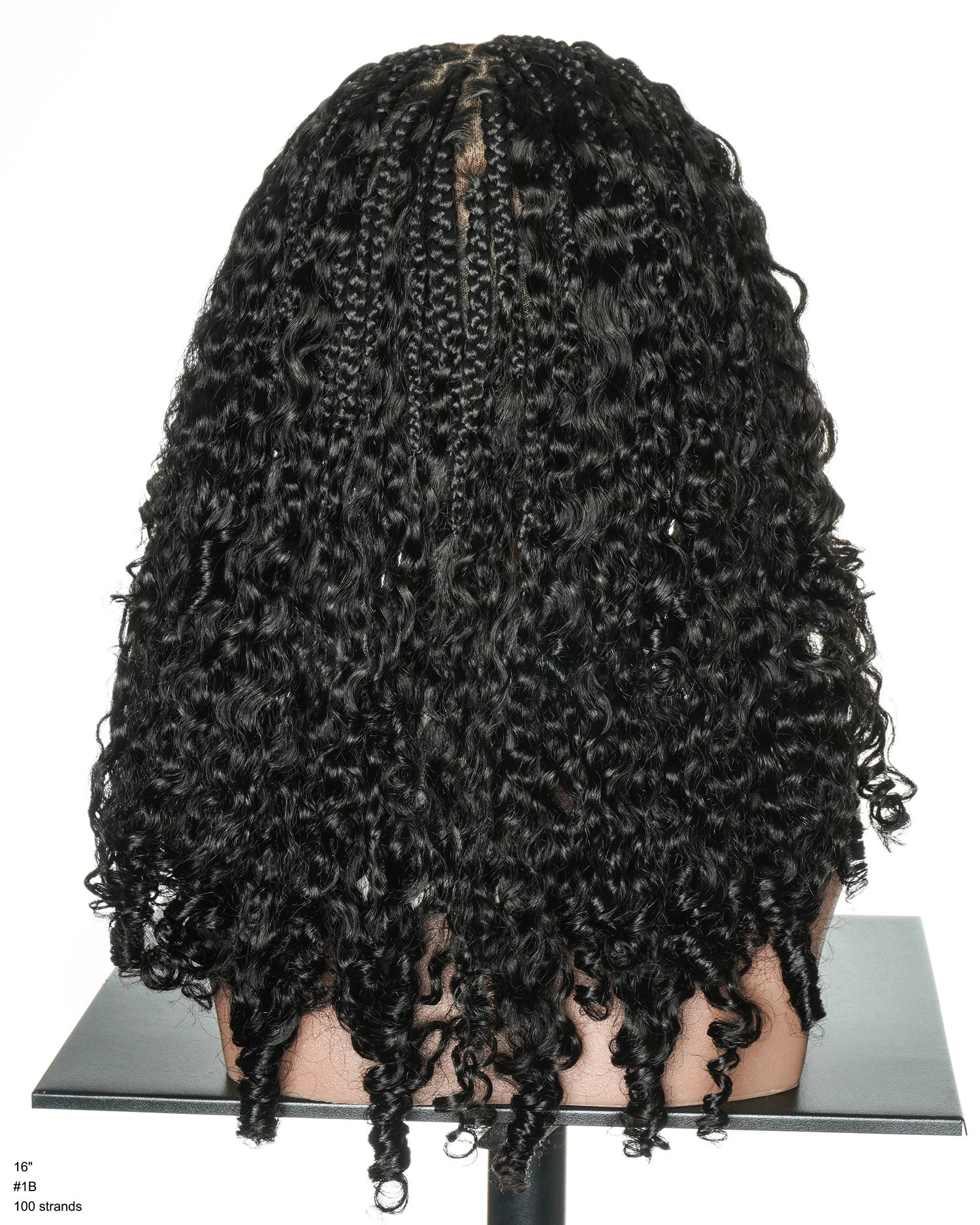 16" Finger Roll Swiss HD Full Lace Boho Box Braided Wig With Human Hair Boho Curls