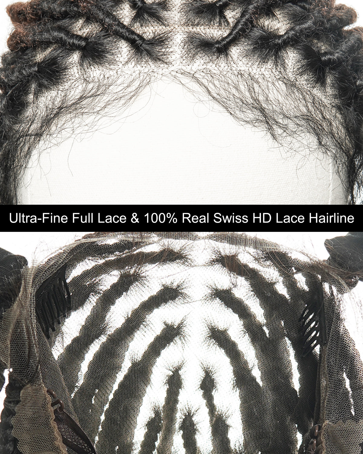 Salon-level Knotless Boho Locs Swiss HD Full Lace Human Hair Boho Curls Locs Wig