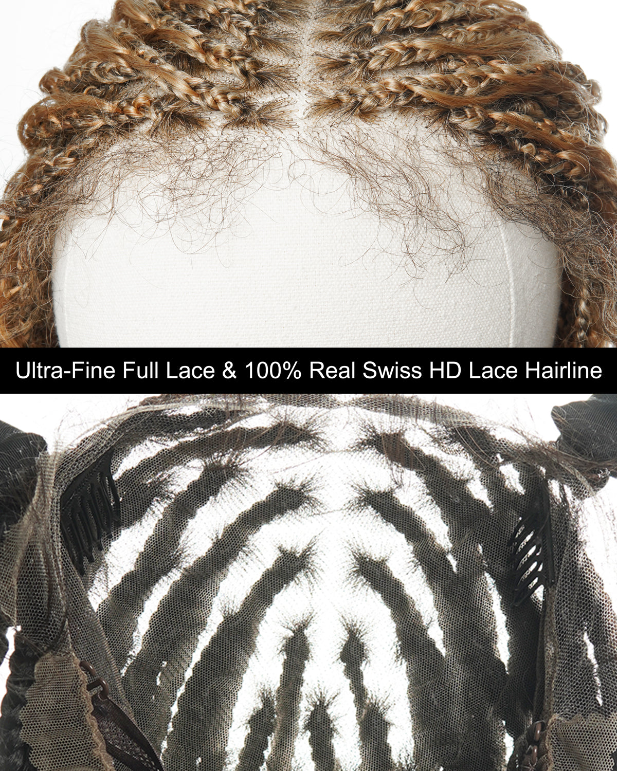 Lumina - 18" Blend Color HD Full Lace Human Hair Boho Braided Wig