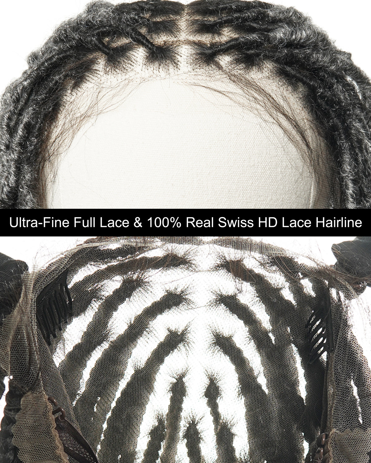 24" Salon-level Salt & Pepper Knotless Locs HD Full Lace Wig With Flat Roots