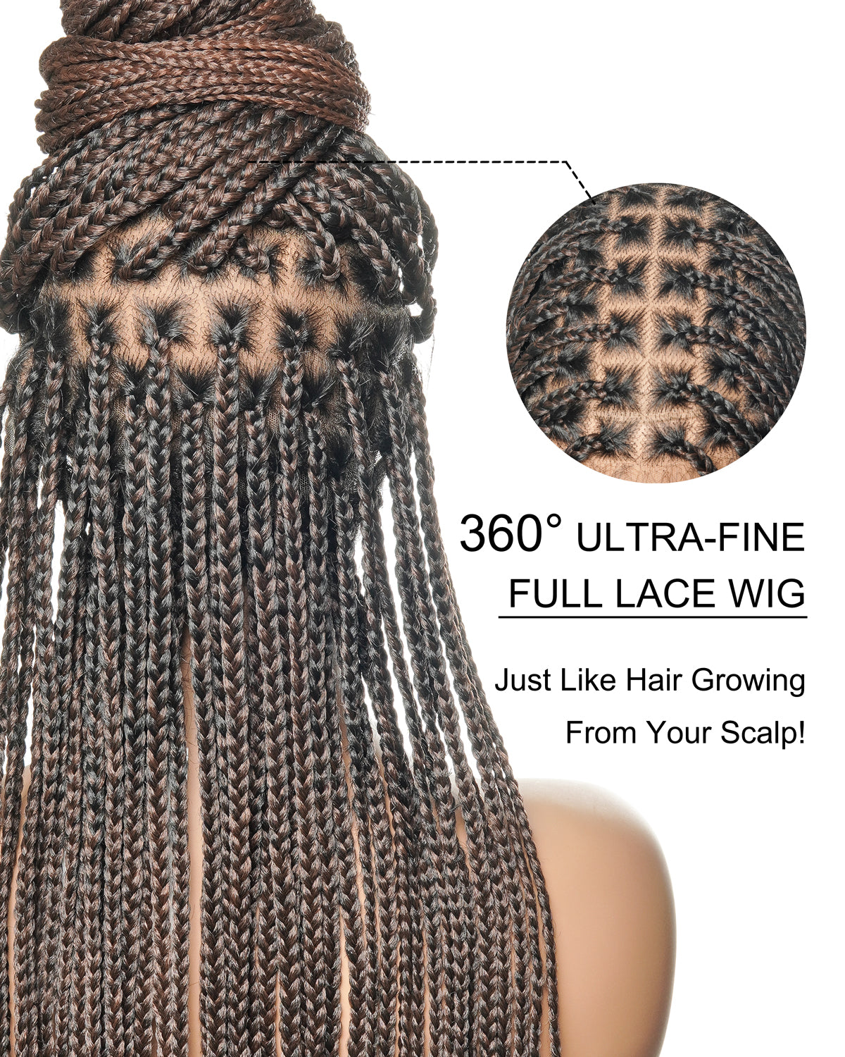 Kora - Pre Bleached Human Hair Lace Lightweight Knotless Swiss HD Lace Box Braided Wig 100 Strands