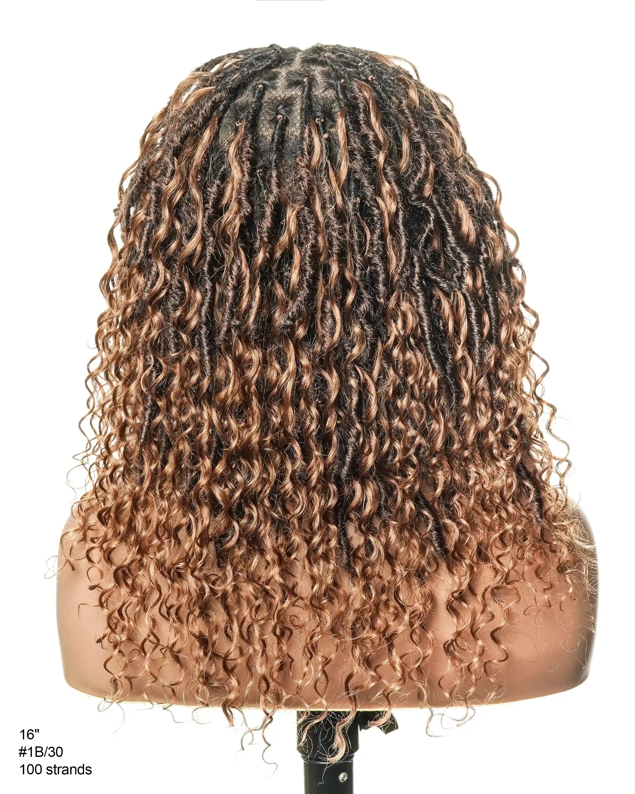 16" Pre Bleached HD Full Lace Boho Locs Wig With Human Hair Boho Curls