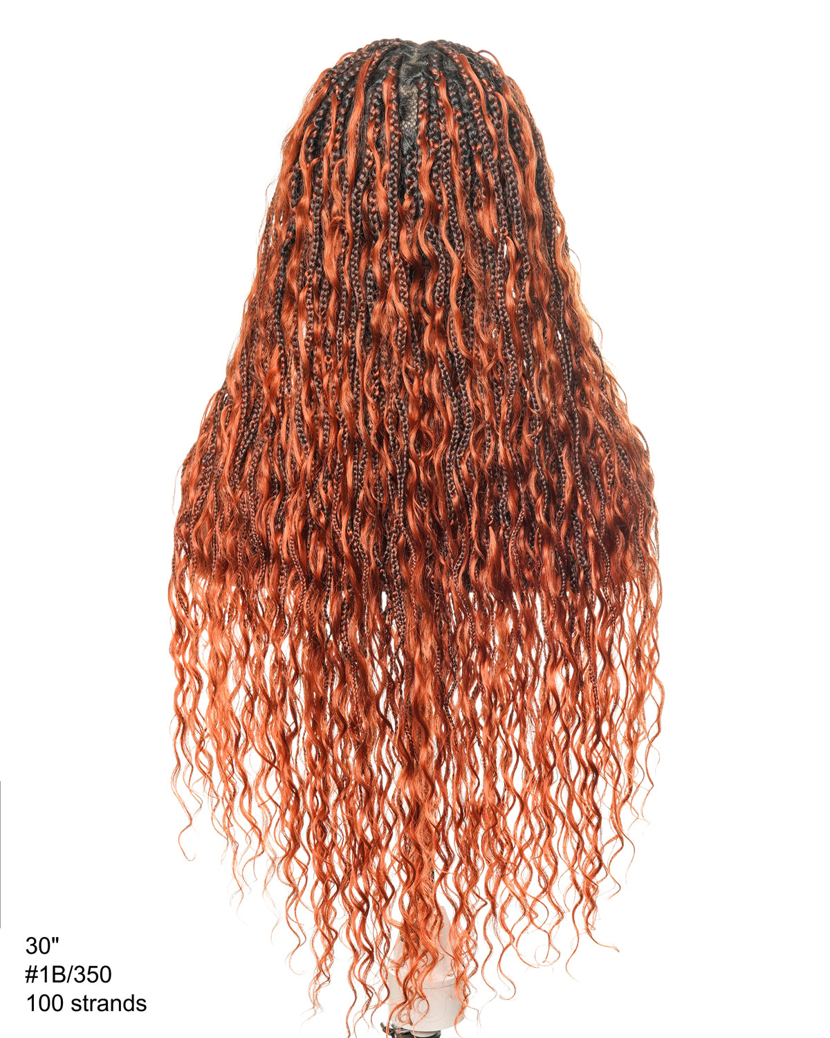 Ginger Color Human Hair Boho Curls Wavy Box With Swiss HD Pre Bleached Full Lace Base 100 Strands Boho Box Braided Wig