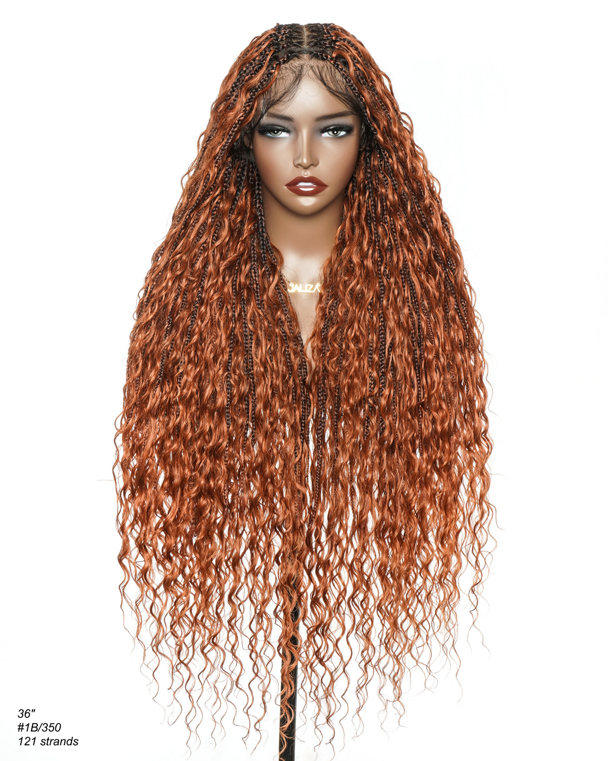 Ginger Color Human Hair Boho Curls Wavy Box With Swiss HD Pre Bleached Full Lace Base 100 Strands Boho Box Braided Wig