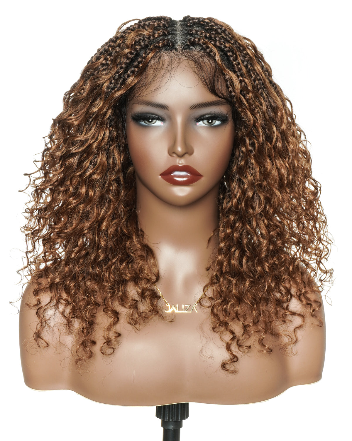 Glueless 16"-24" Pre Cut HD Full Elastic Lace Lightweight Ready-To-Go Boho Box Braided Wig with Human Hair Boho Curls