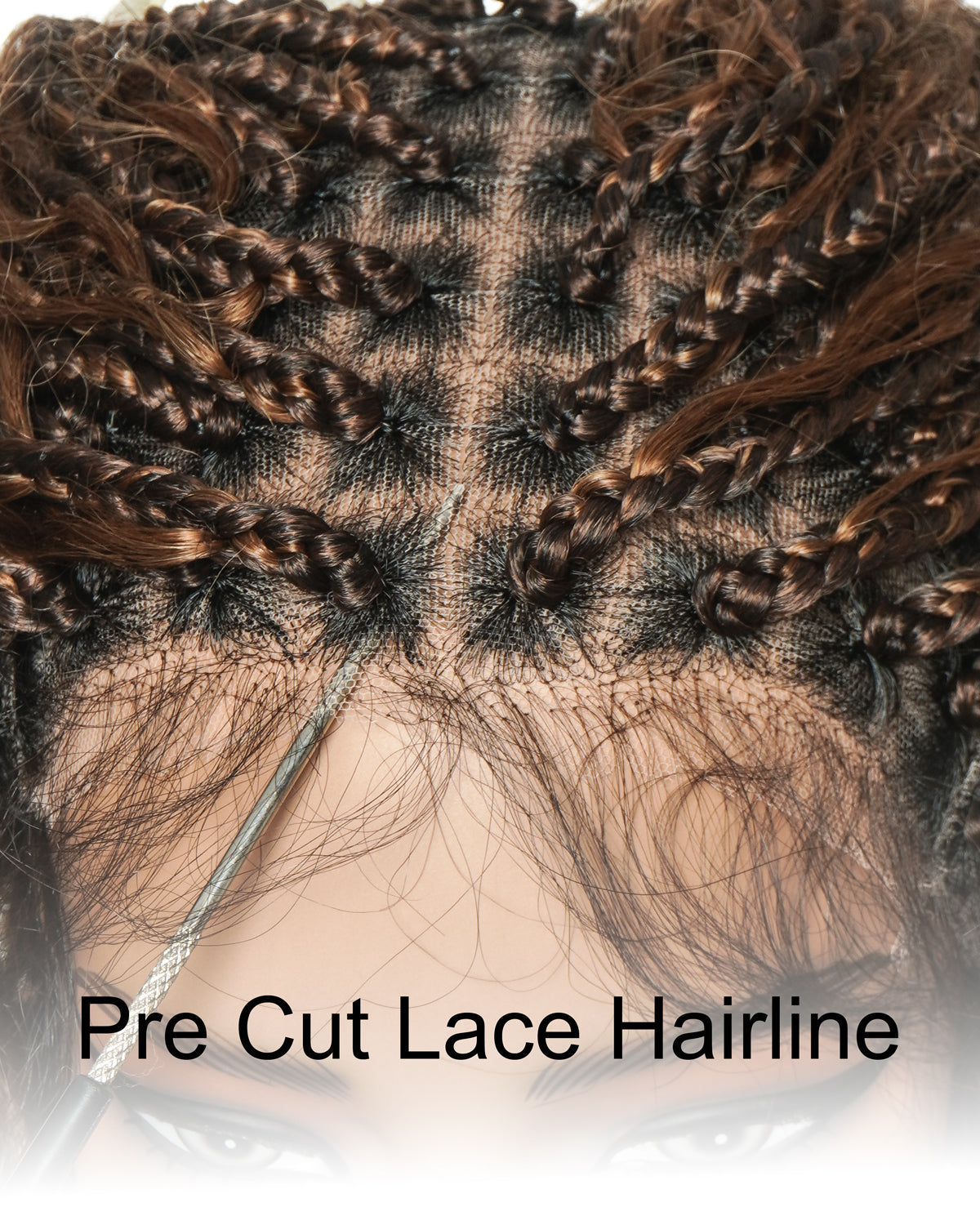 Glueless 16"-24" Pre Cut HD Full Elastic Lace Lightweight Ready-To-Go Boho Box Braided Wig with Human Hair Boho Curls