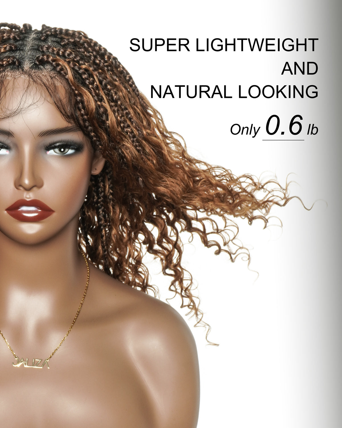 Glueless 16"-24" Pre Cut HD Full Elastic Lace Lightweight Ready-To-Go Boho Box Braided Wig with Human Hair Boho Curls