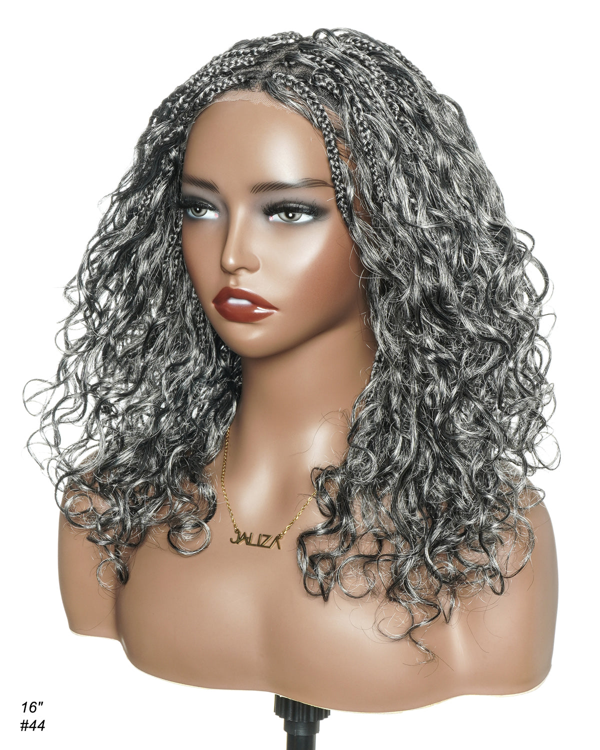 Coco - Human Hair Braided Wig Glueless 16"-24" Pre Cut HD Full Elastic Lace Human Hair Boho Curls Free Part Lightweight Ready-To-Go Braided Wig (Lace Not Hand Tied)
