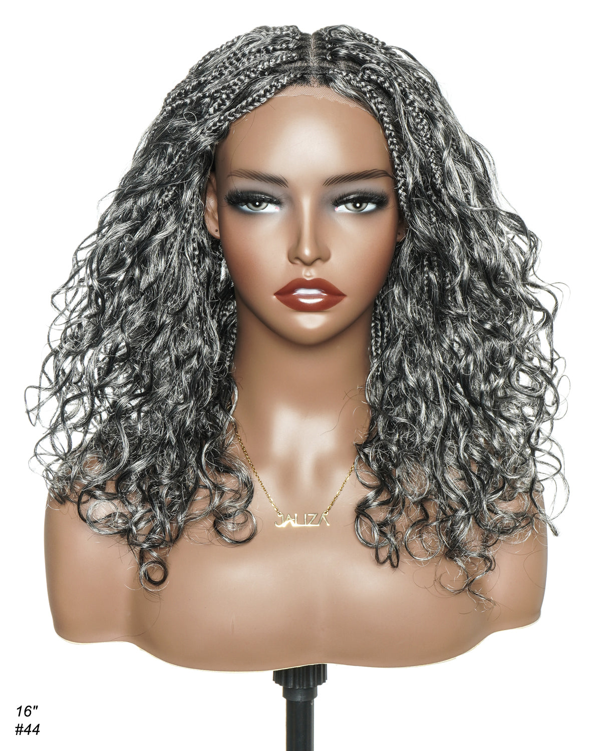 Glueless 16" Pre Cut HD Full Elastic Lace Lightweight Ready-To-Go Boho Box Braided Wig with Human Hair Boho Curls