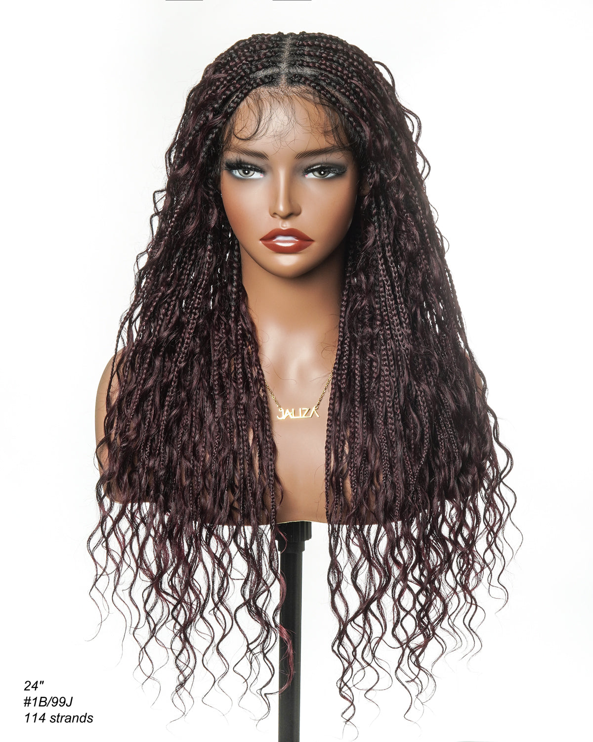 Coco - Glueless 16"-24" Pre Cut HD Full Elastic Lace Human Hair Boho Curls Lightweight Ready-To-Go Braided Wig (Lace Not Hand Tied)