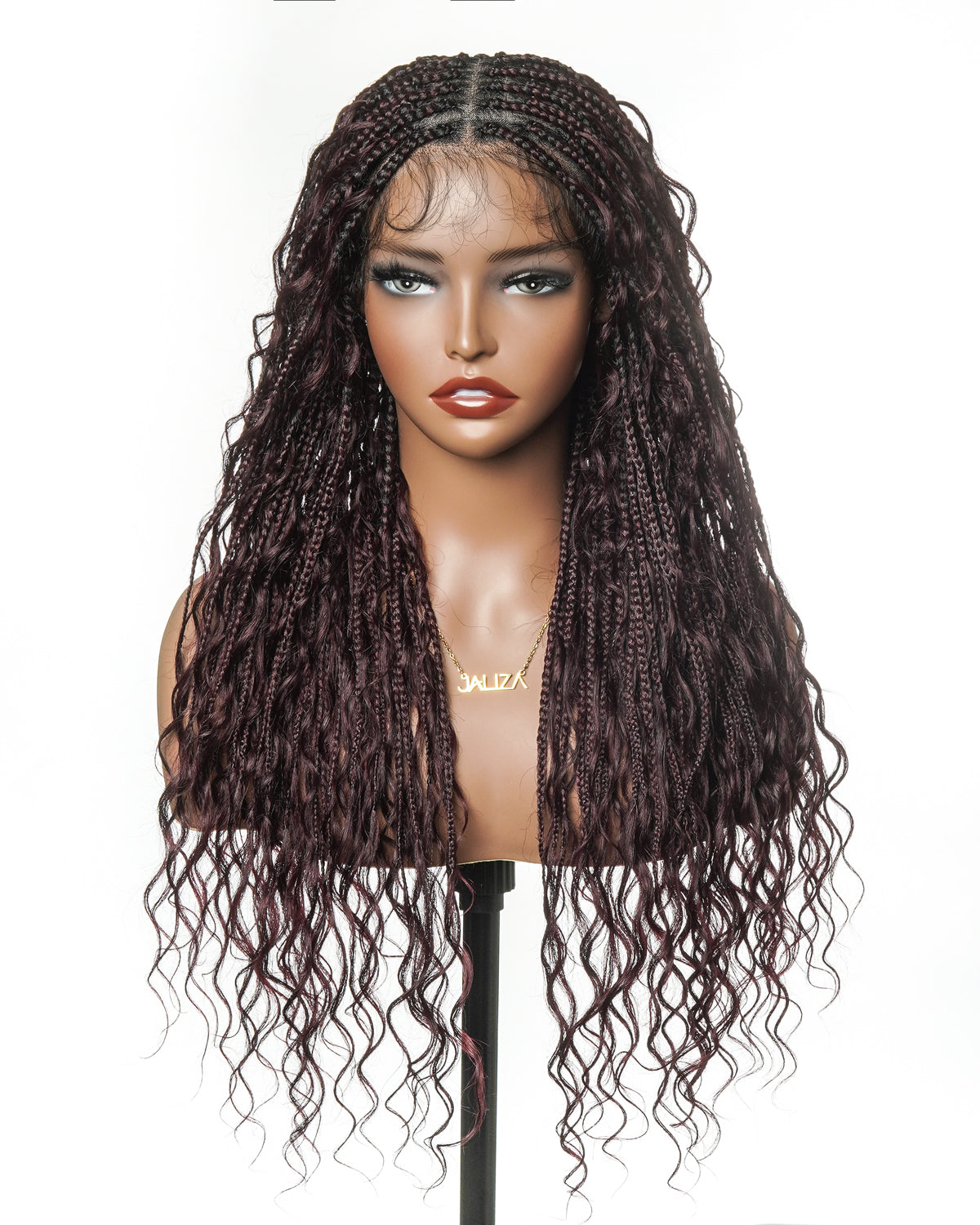 Coco - Glueless 16"-24" Pre Cut HD Full Elastic Lace Human Hair Boho Curls Lightweight Ready-To-Go Braided Wig (Lace Not Hand Tied)