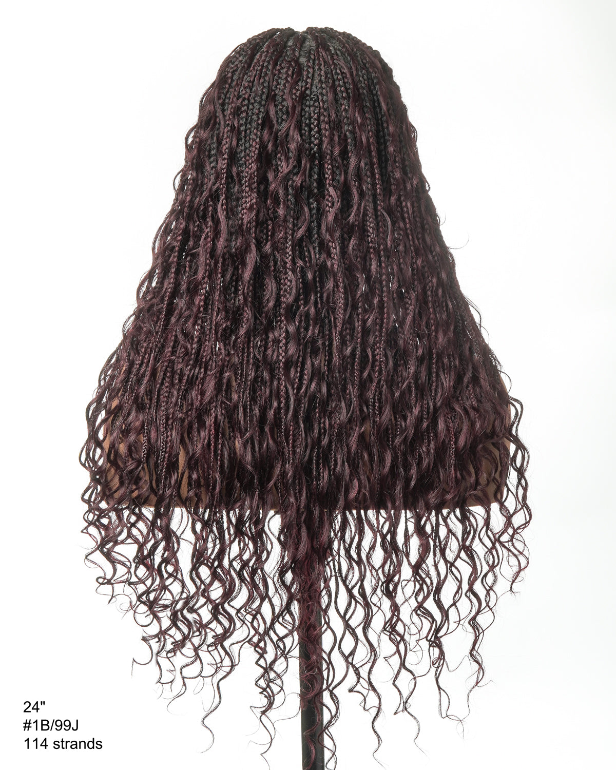Coco - Glueless 16"-24" Pre Cut HD Full Elastic Lace Human Hair Boho Curls Lightweight Ready-To-Go Braided Wig (Lace Not Hand Tied)