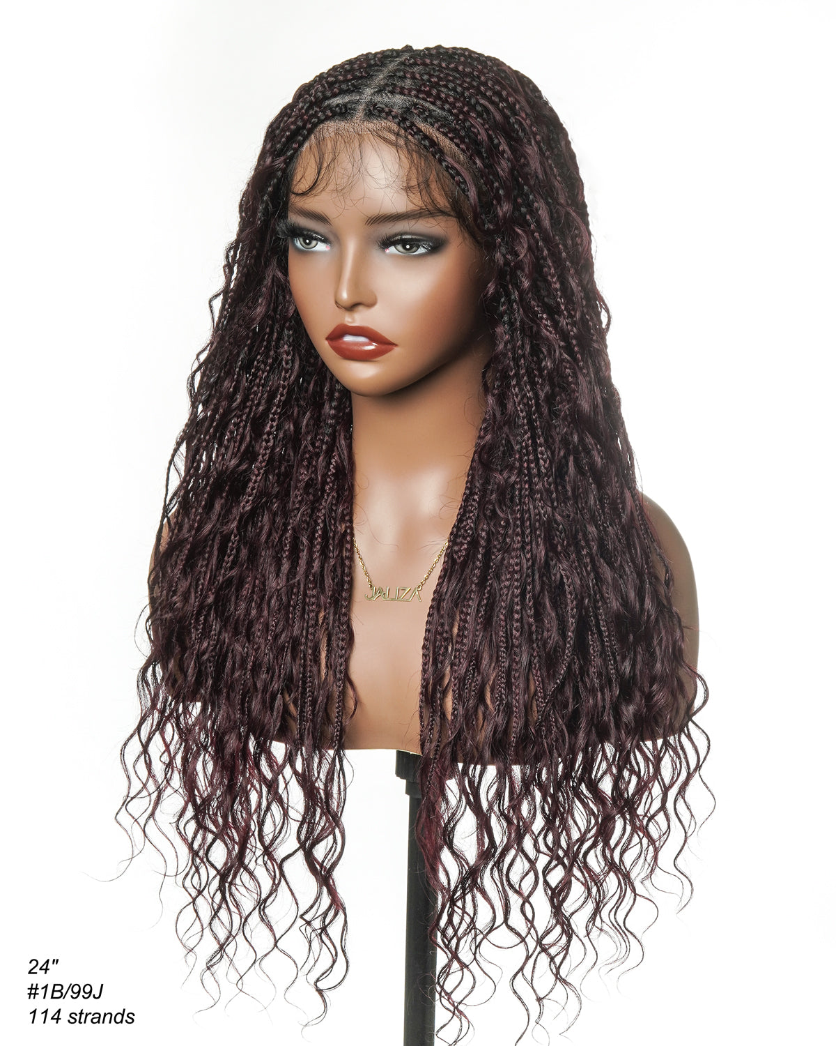 Coco - Glueless 16"-24" Pre Cut HD Full Elastic Lace Human Hair Boho Curls Lightweight Ready-To-Go Braided Wig (Lace Not Hand Tied)