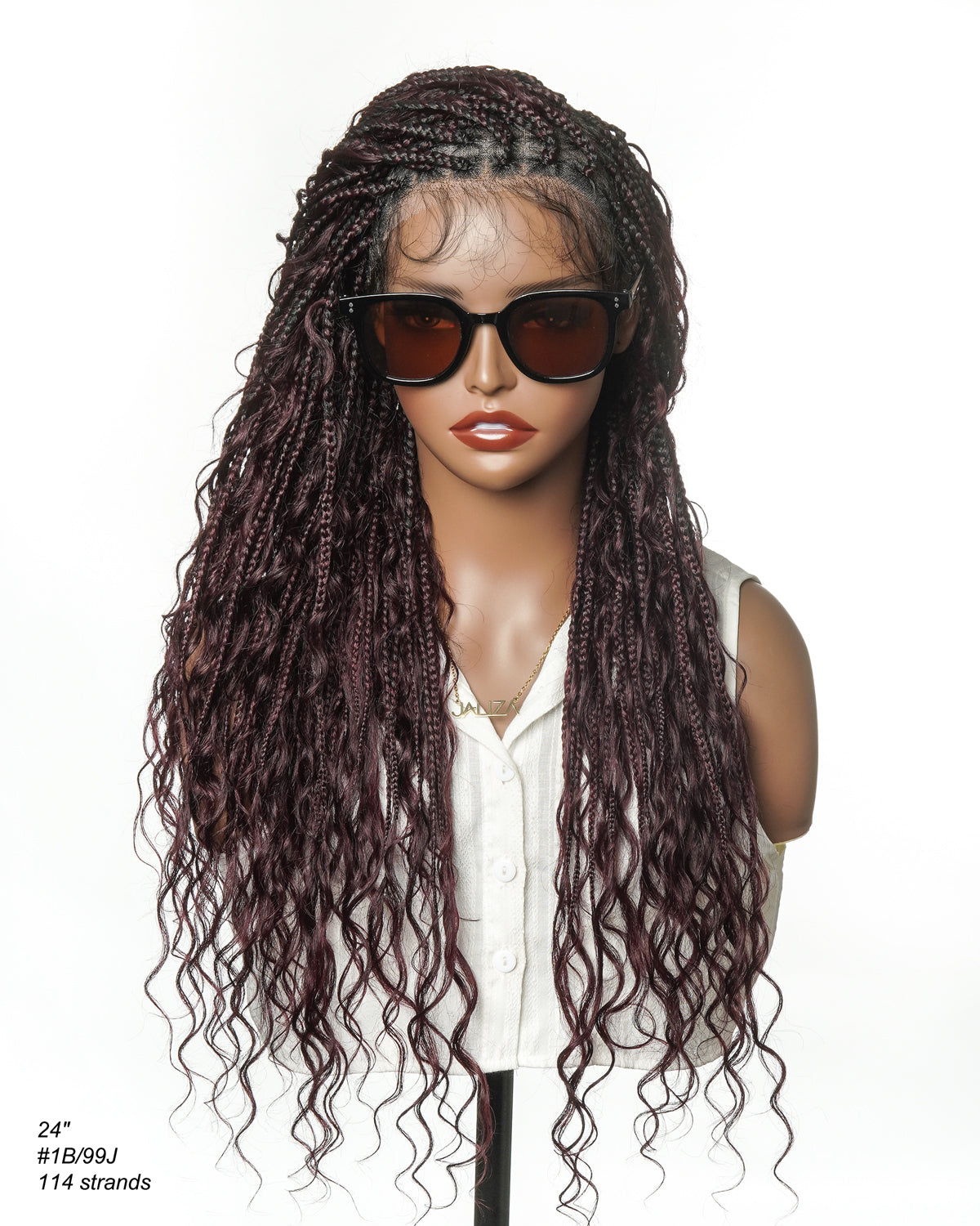 Coco - Glueless 16"-24" Pre Cut HD Full Elastic Lace Human Hair Boho Curls Lightweight Ready-To-Go Braided Wig (Lace Not Hand Tied)