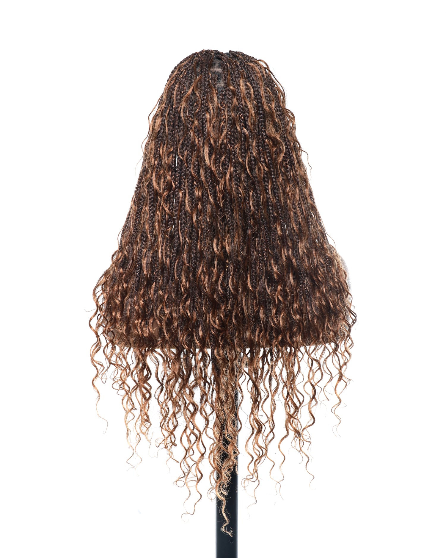 Coco - Glueless 16"-24" Pre Cut HD Full Elastic Lace Human Hair Boho Curls Lightweight Ready-To-Go Braided Wig (Lace Not Hand Tied)