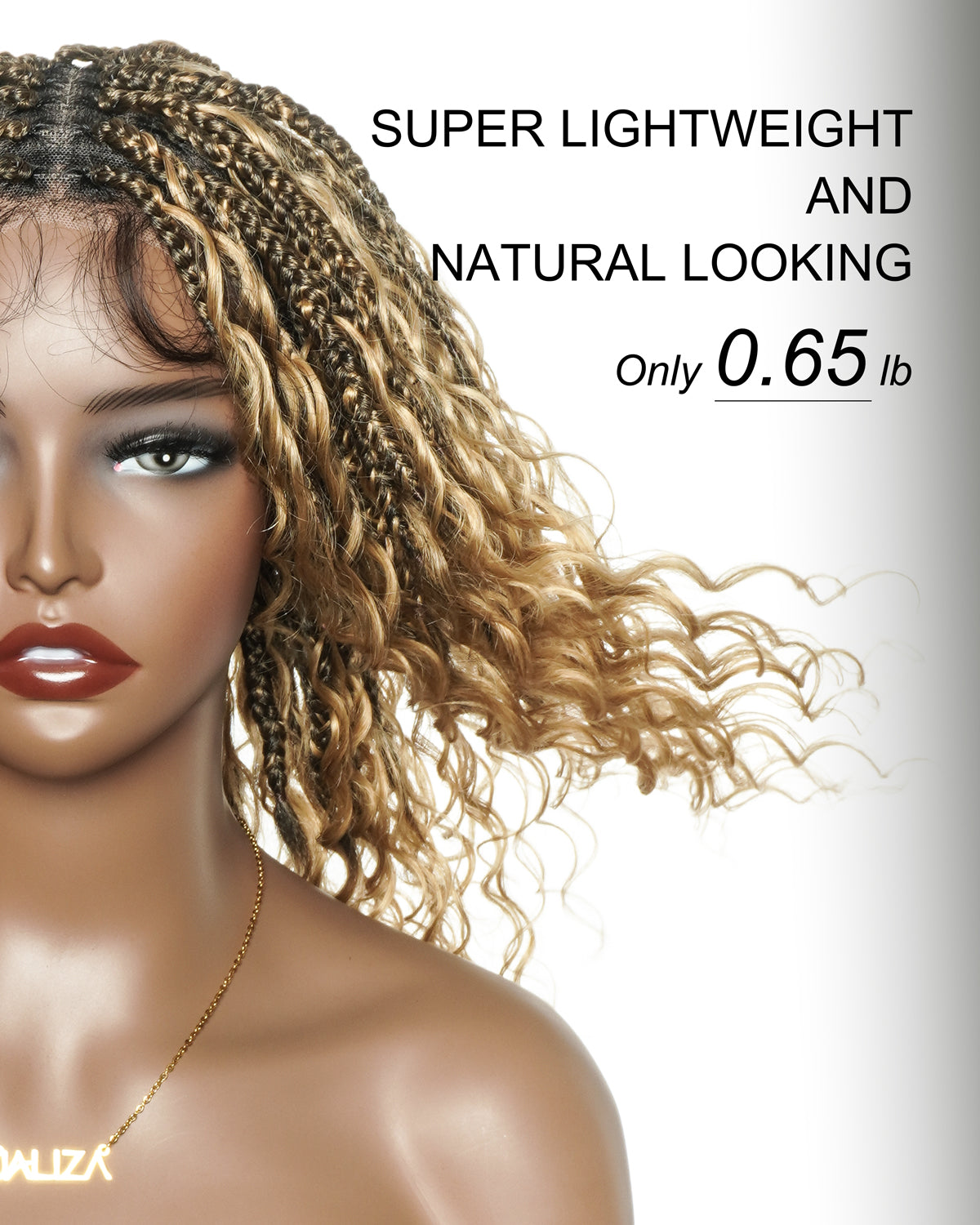 Glueless 16"-24" Pre Cut HD Full Elastic Lace Lightweight Ready-To-Go Boho Box Braided Wig with Human Hair Boho Curls