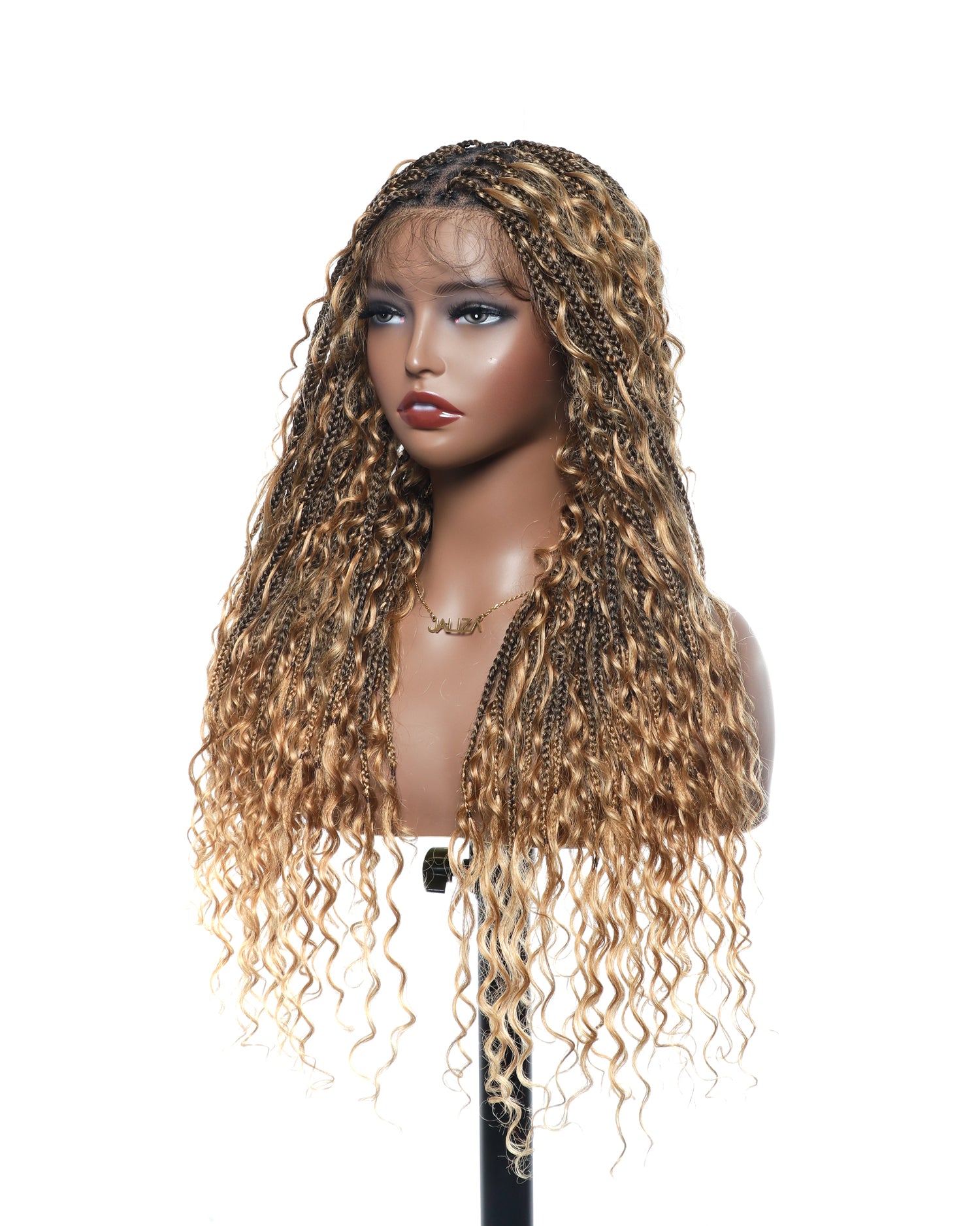 Coco - Glueless 16"-24" Pre Cut HD Full Elastic Lace Human Hair Boho Curls Lightweight Ready-To-Go Braided Wig (Lace Not Hand Tied)