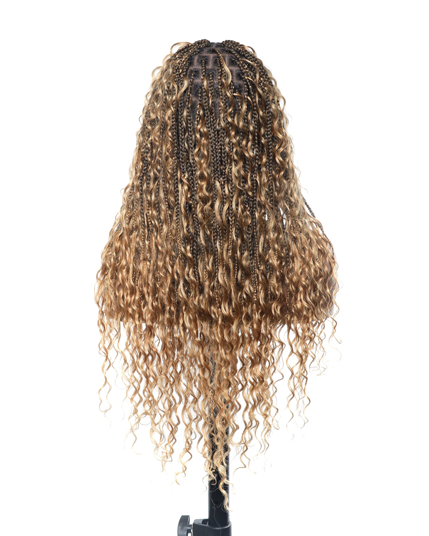 Coco - Glueless 16"-24" Pre Cut HD Full Elastic Lace Human Hair Boho Curls Lightweight Ready-To-Go Braided Wig (Lace Not Hand Tied)