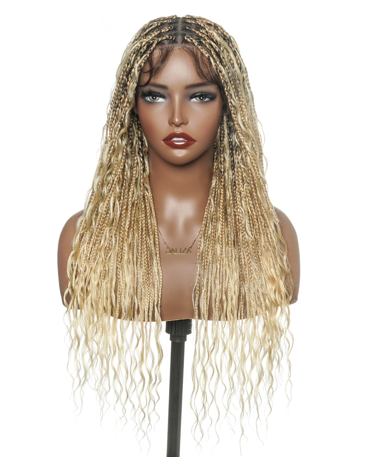 Coco - Glueless 16"-24" Pre Cut HD Full Elastic Lace Human Hair Boho Curls Lightweight Ready-To-Go Braided Wig (Lace Not Hand Tied)