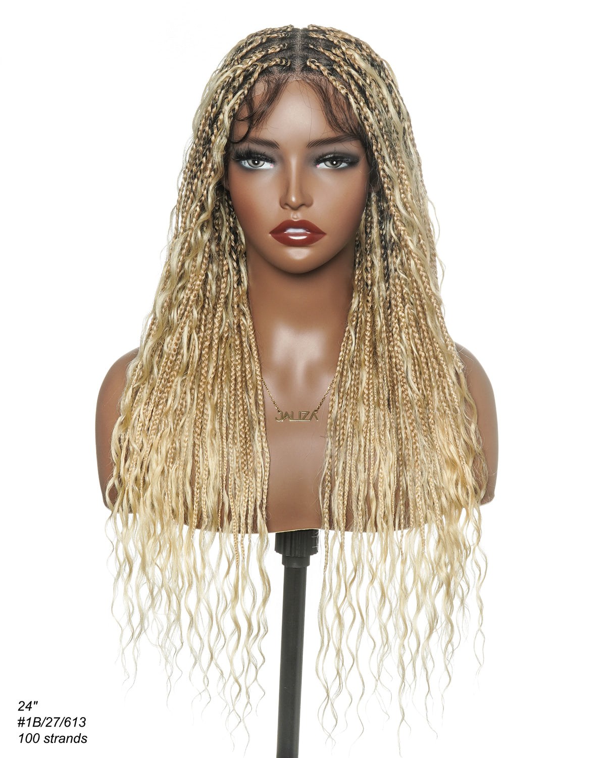 Coco - Glueless 16"-24" Pre Cut HD Full Elastic Lace Human Hair Boho Curls Lightweight Ready-To-Go Braided Wig (Lace Not Hand Tied)