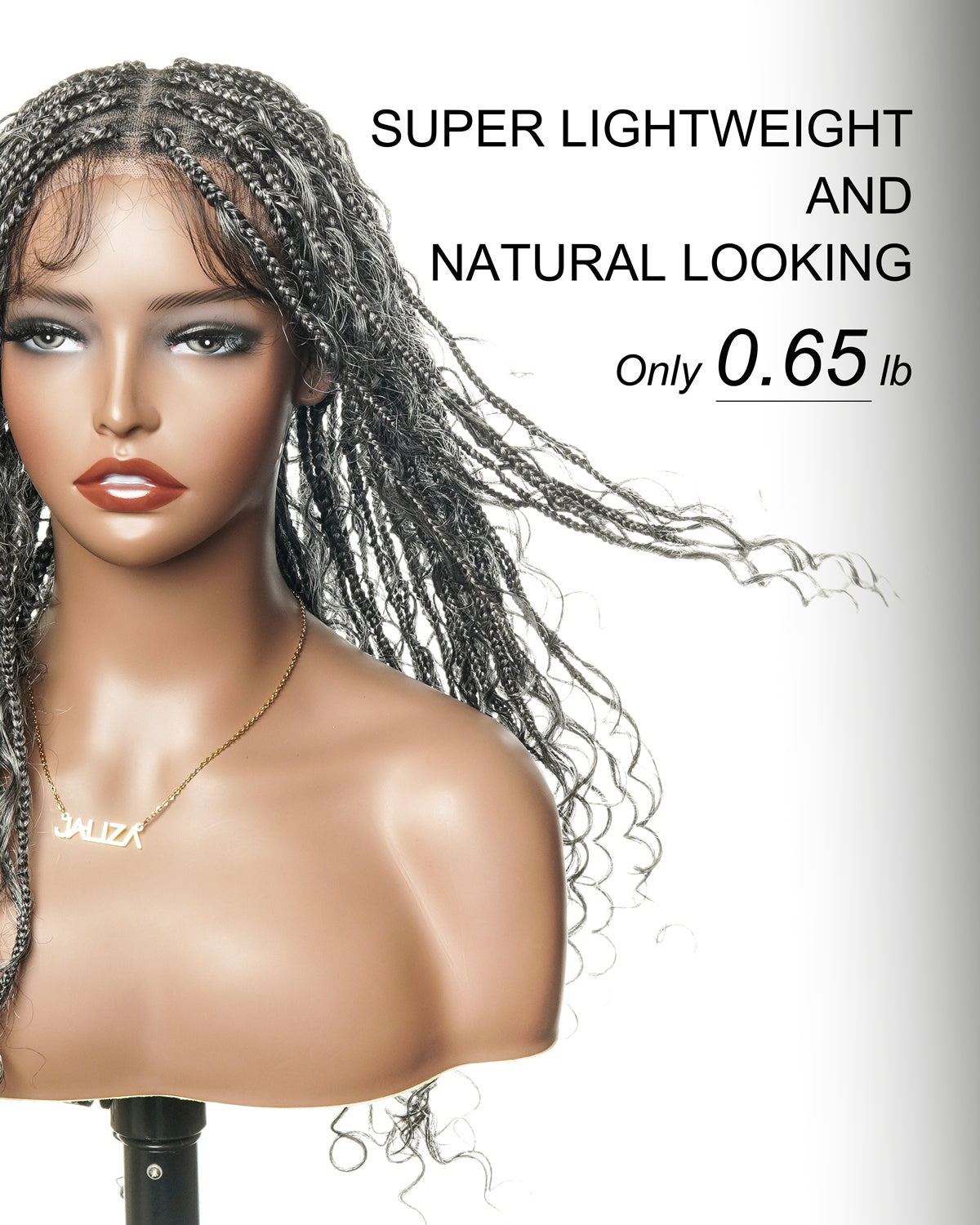 Coco - Glueless 16"-24" Pre Cut HD Full Elastic Lace Human Hair Boho Curls Lightweight Ready-To-Go Braided Wig (Lace Not Hand Tied)