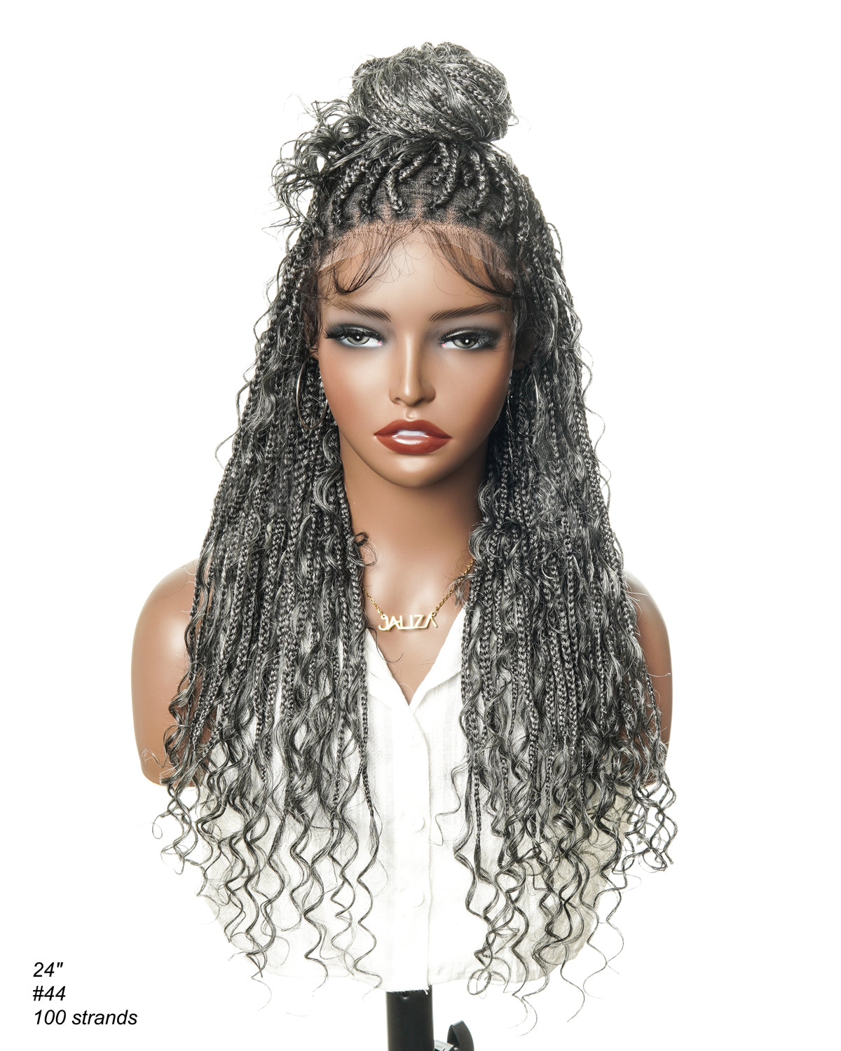Coco - Glueless 16"-24" Pre Cut HD Full Elastic Lace Human Hair Boho Curls Lightweight Ready-To-Go Braided Wig (Lace Not Hand Tied)