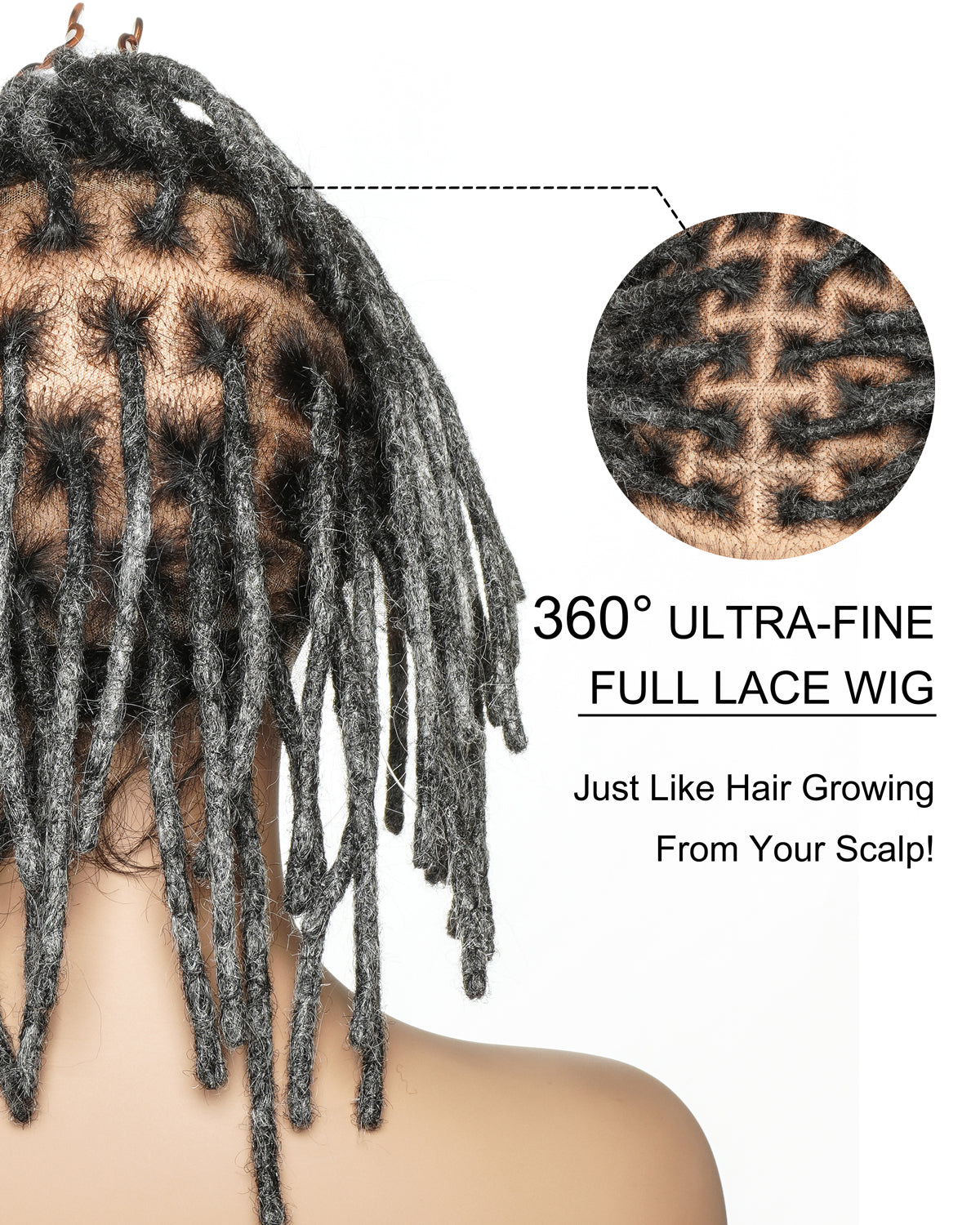 12" Salon Level Dreadlock 100% Human Hair Pre Bleached Swiss HD Full Lace Wig (Single braid is 6.5"-8.2")