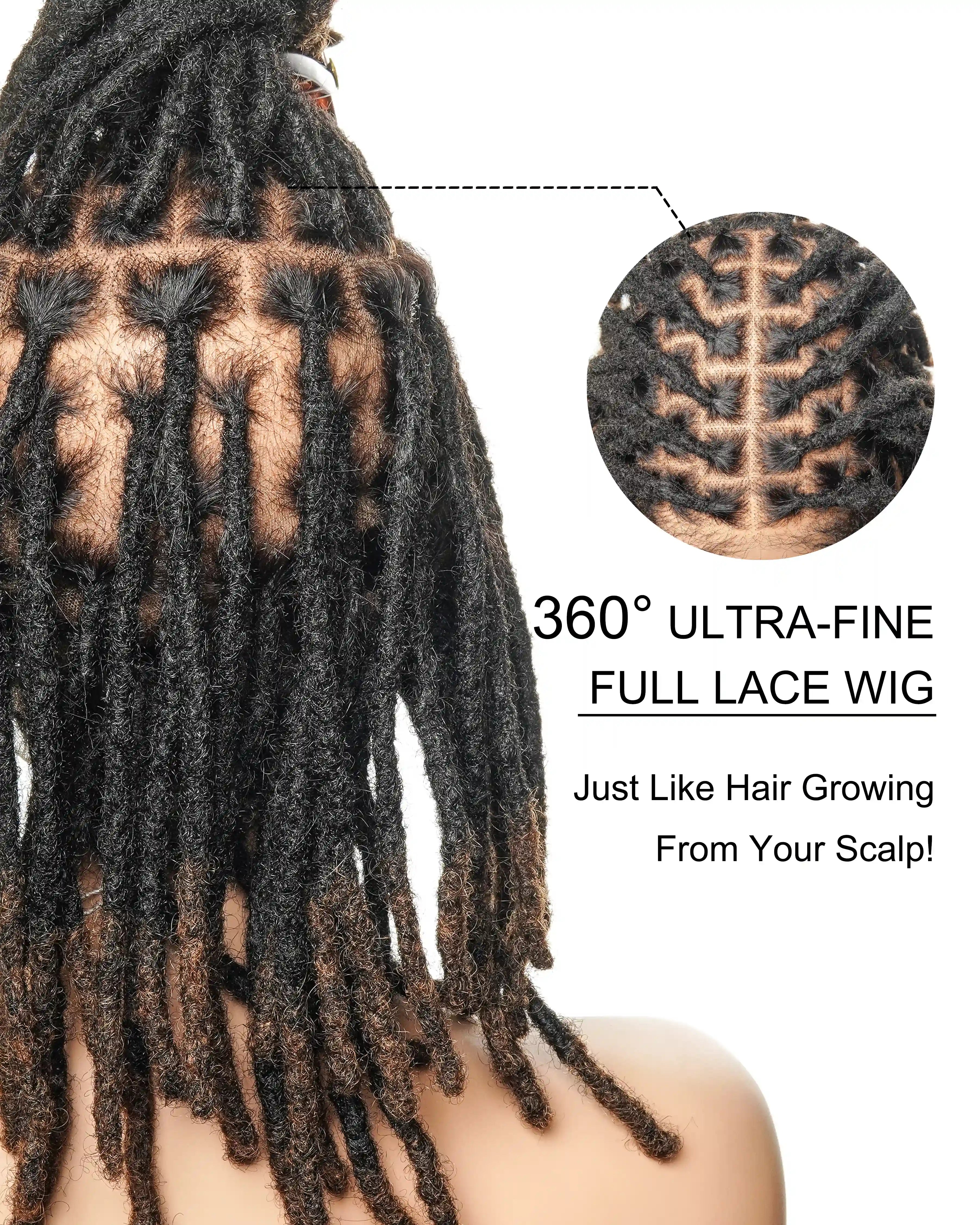 12" Salon Level Dreadlock 100% Human Hair Pre Bleached Swiss HD Full Lace Wig (Single braid is 6.5"-8.2")