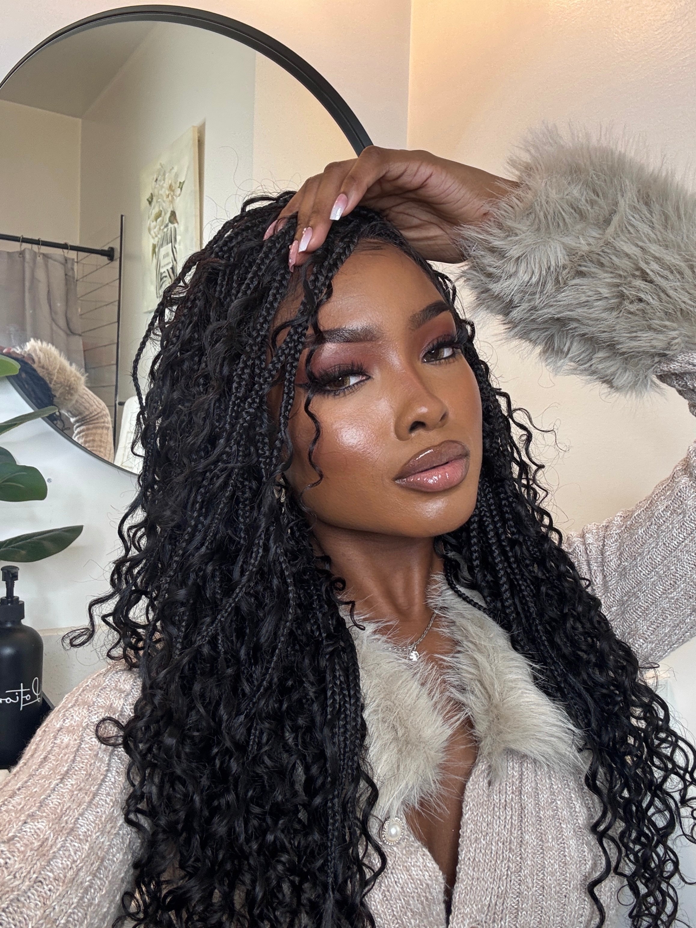 Coco - Glueless 16"-24" Pre Cut HD Full Elastic Lace Human Hair Boho Curls Lightweight Ready-To-Go Braided Wig (Lace Not Hand Tied)