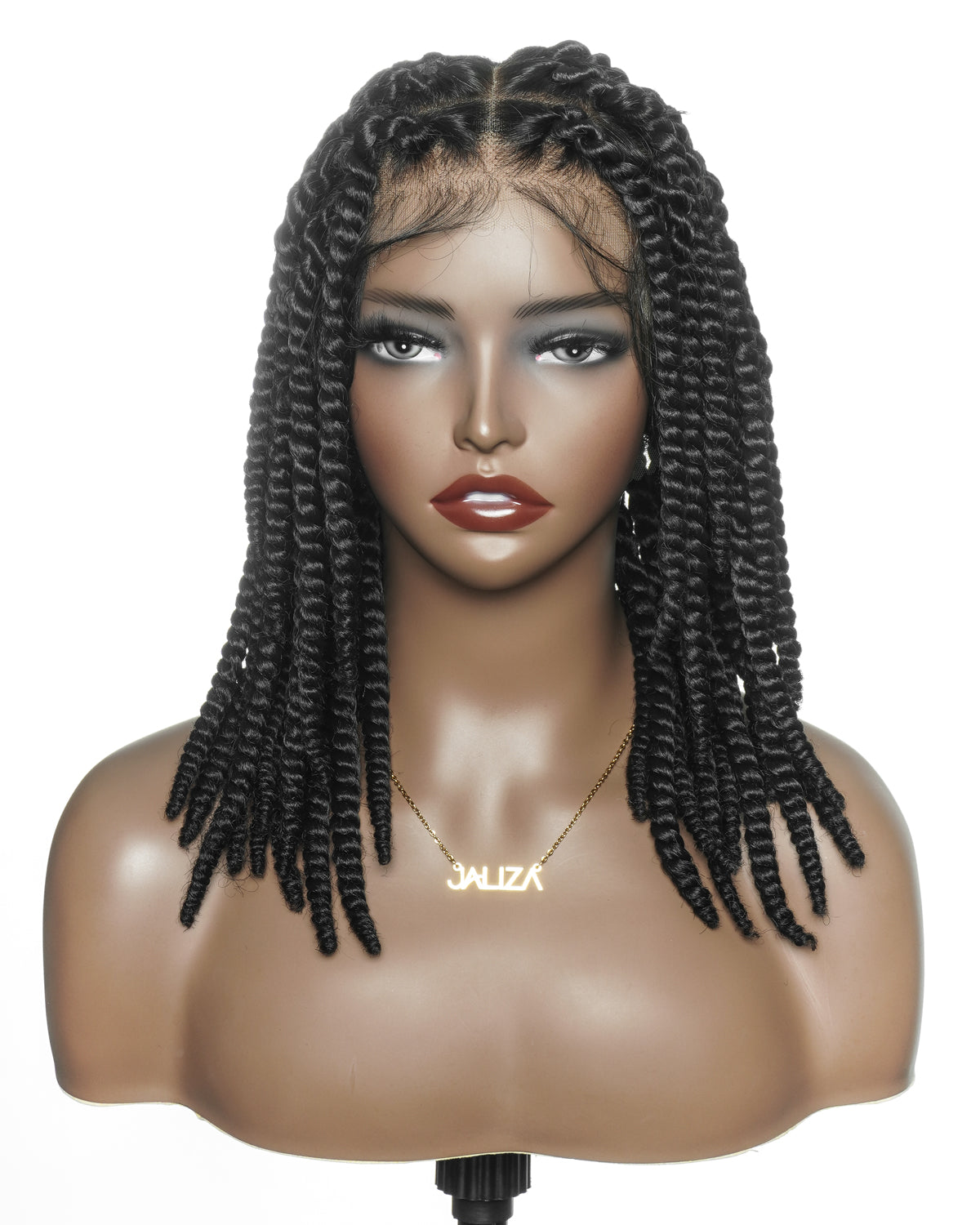14" Soft Jumbo Twist Pre Bleached Human Hair Lace Base HD Full Lace Braided Wig