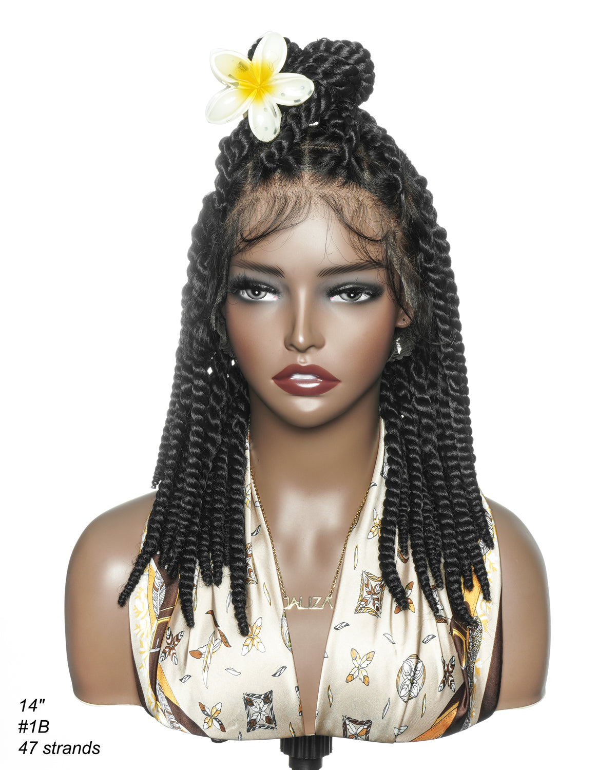 14" Soft Jumbo Twist Pre Bleached Human Hair Lace Base HD Full Lace Braided Wig