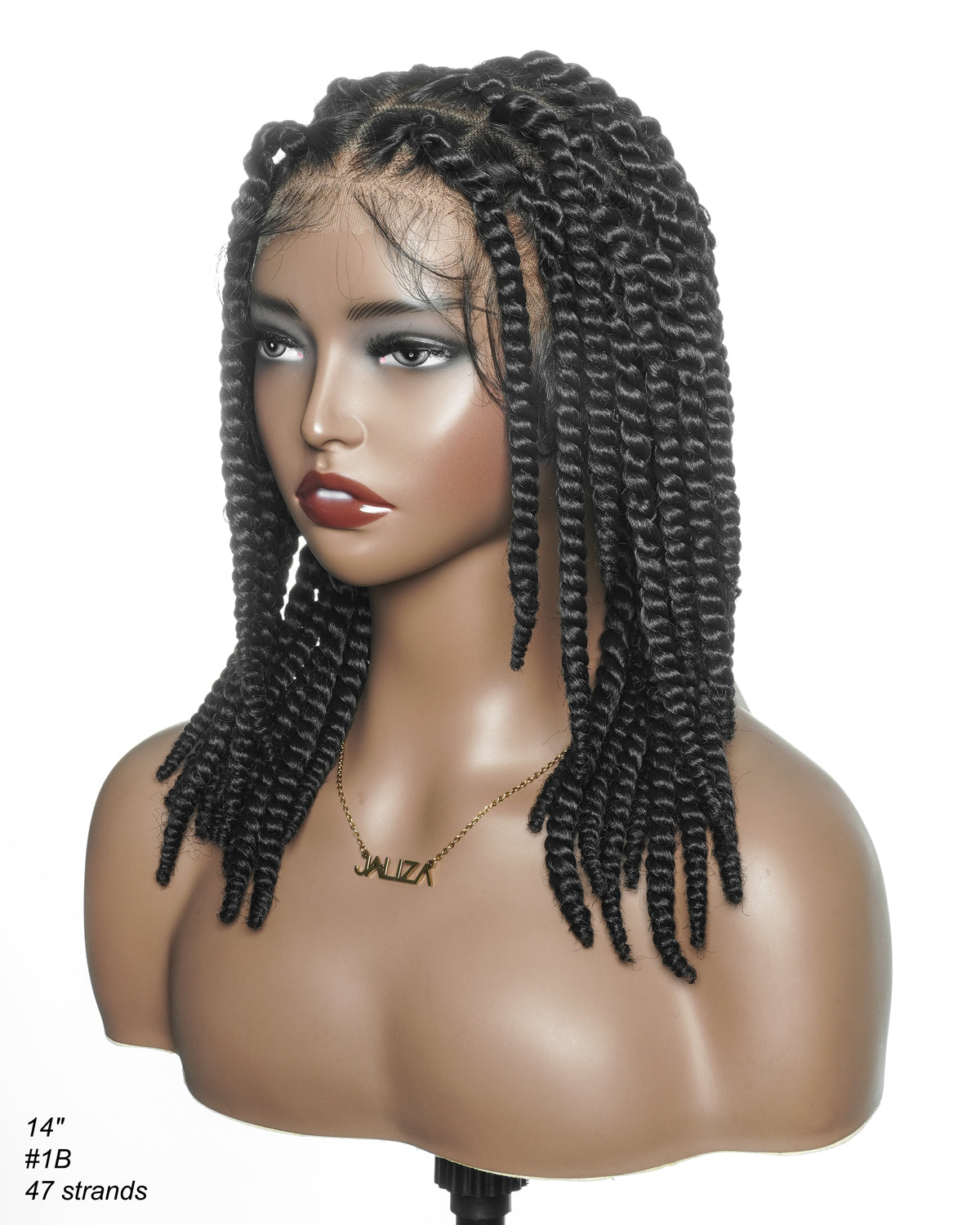 14" Soft Jumbo Twist Pre Bleached Human Hair Lace Base HD Full Lace Braided Wig