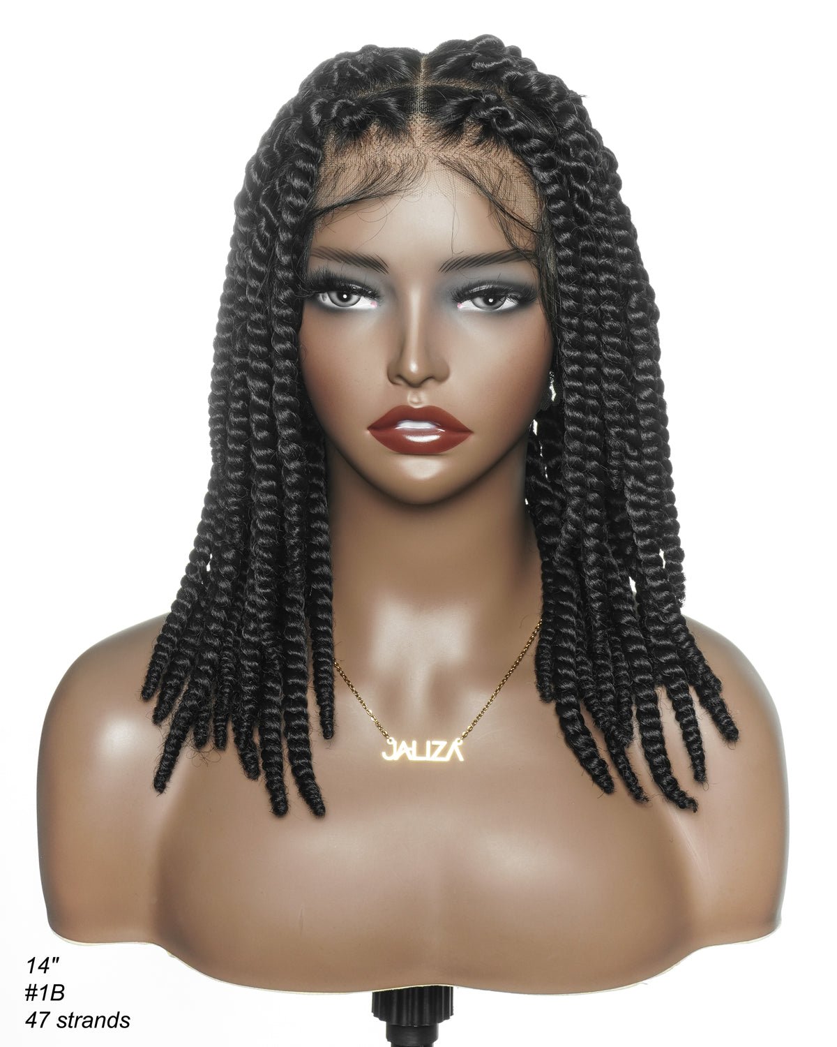 14" Soft Jumbo Twist Pre Bleached Human Hair Lace Base HD Full Lace Braided Wig