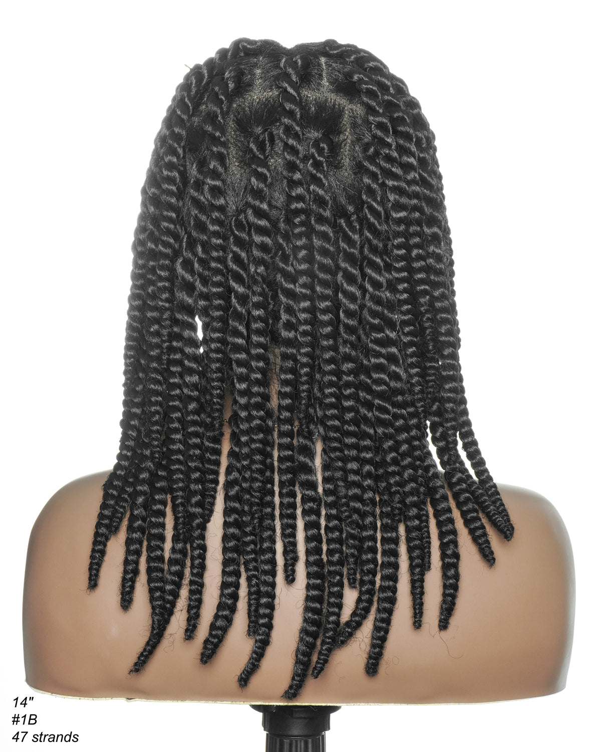 14" Soft Jumbo Twist Pre Bleached Human Hair Lace Base HD Full Lace Braided Wig