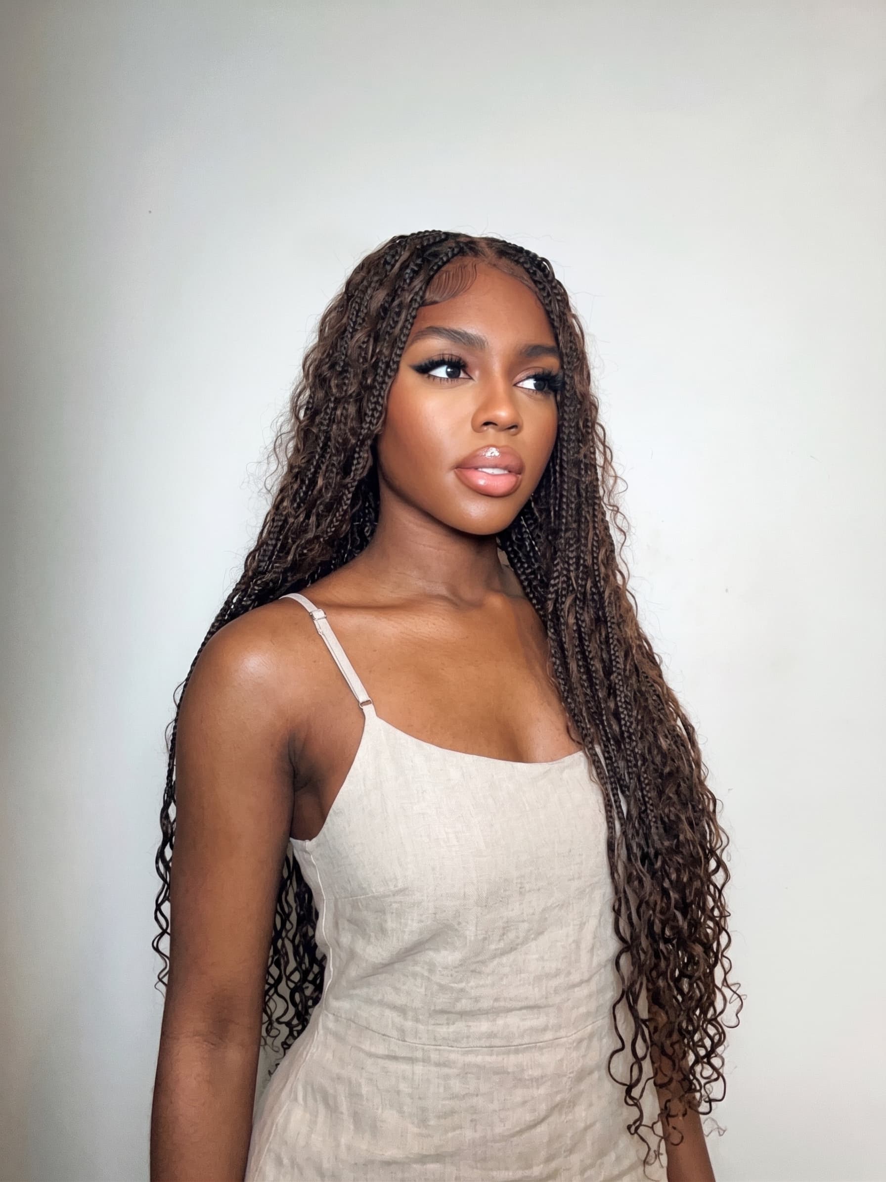 Kiki - 36" Pre Bleached Swiss HD Lace Boho Box Braided Wig