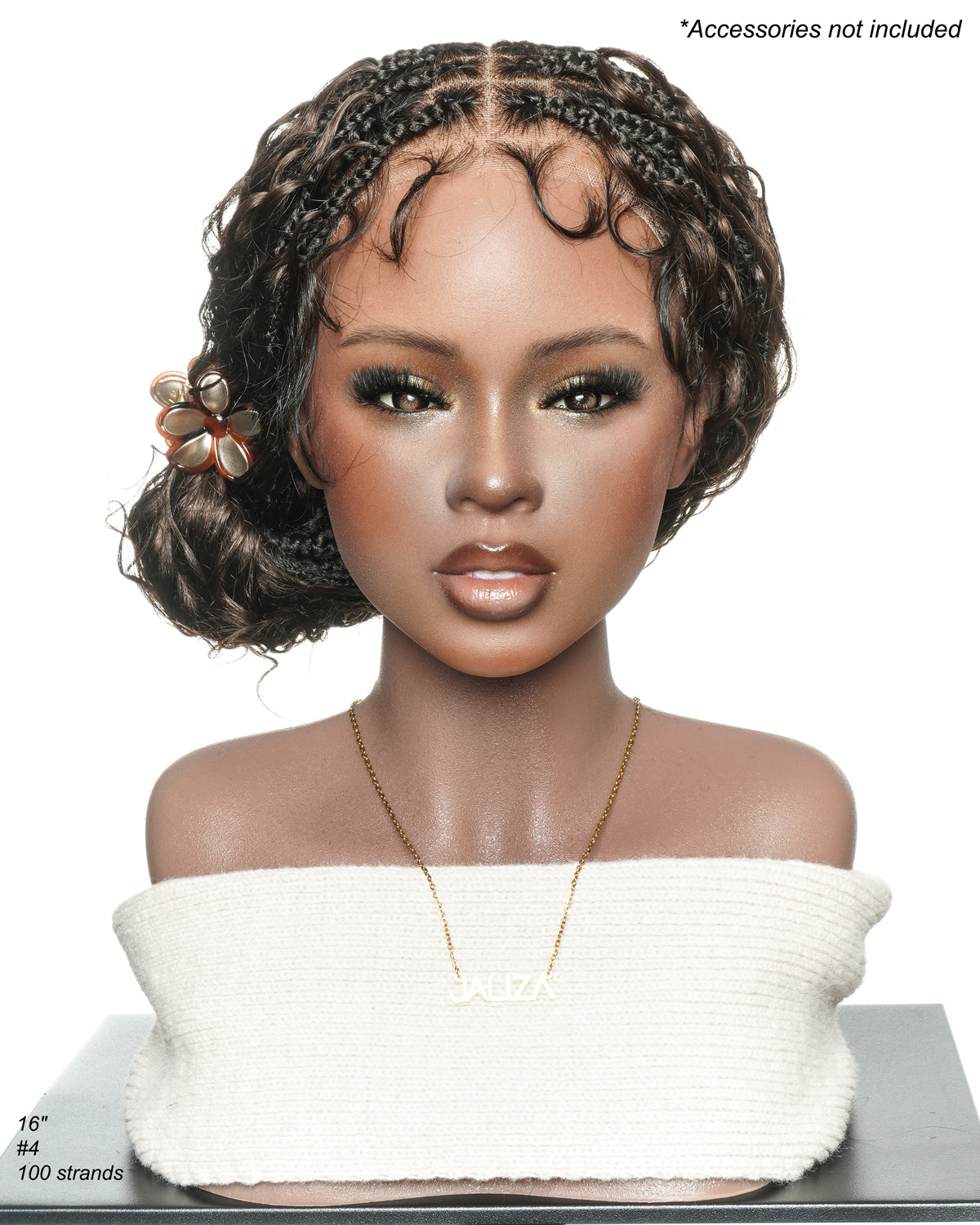 Vivi 16" - JALIZA Slip-On™ Glueless Swiss HD Full Lace Lightweight Version Human Hair Boho Box Braided Wig With C Cap Design And Stretchable Lace