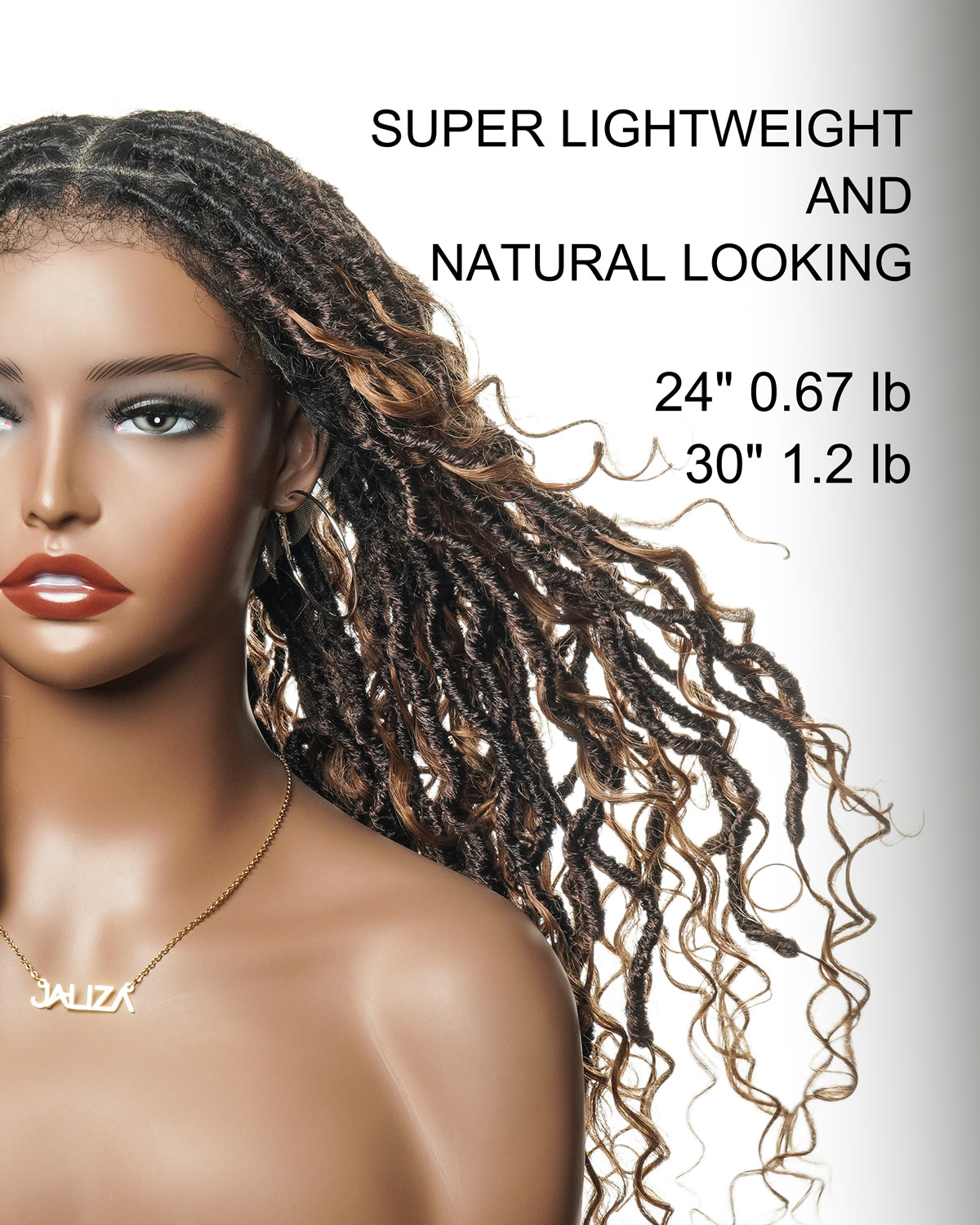 Salon-level Knotless Boho Locs Swiss HD Full Lace Human Hair Boho Curls Locs Wig