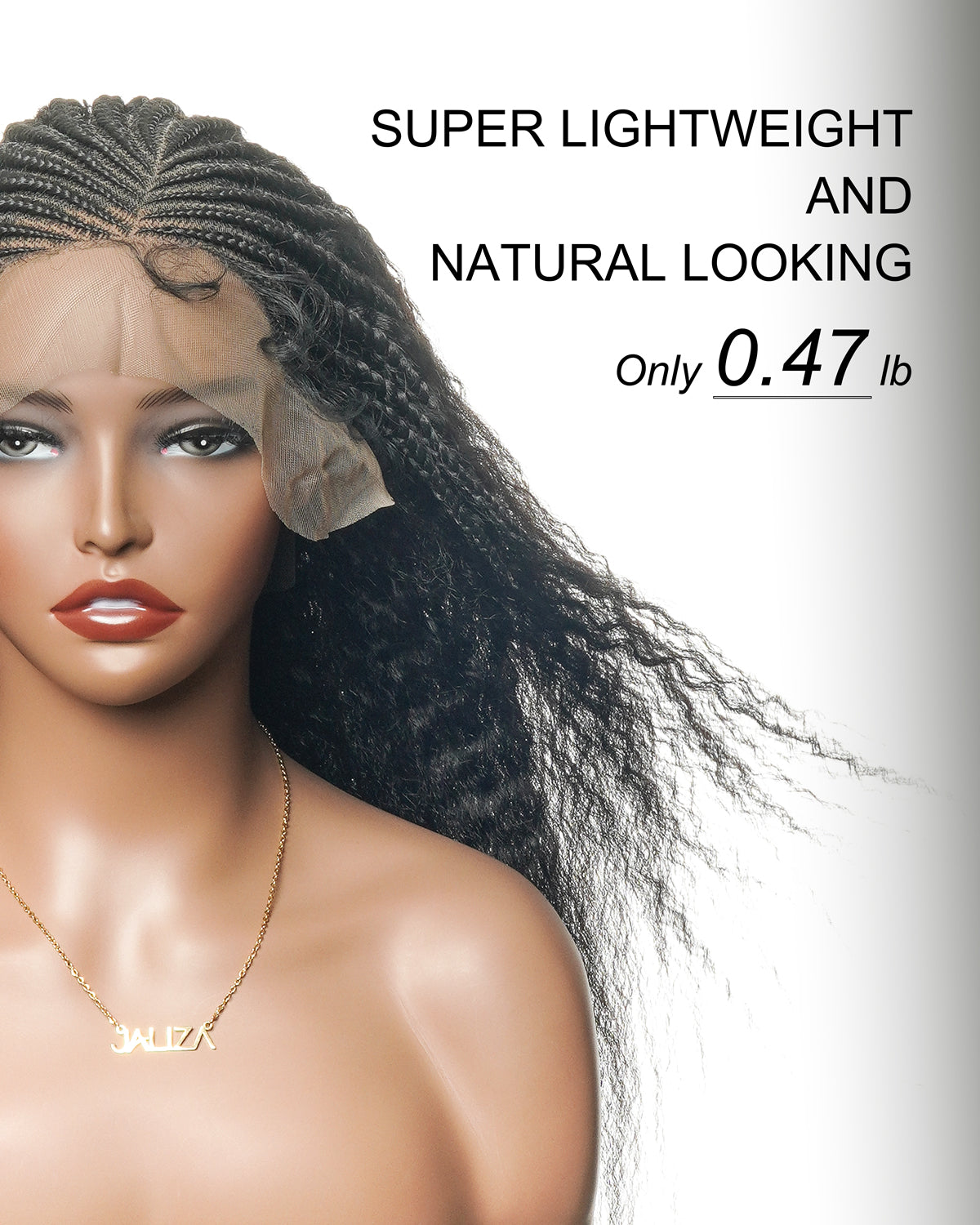 26" Multi Half Cornrow Crown with Extra Full Kinky Human Hair Wig