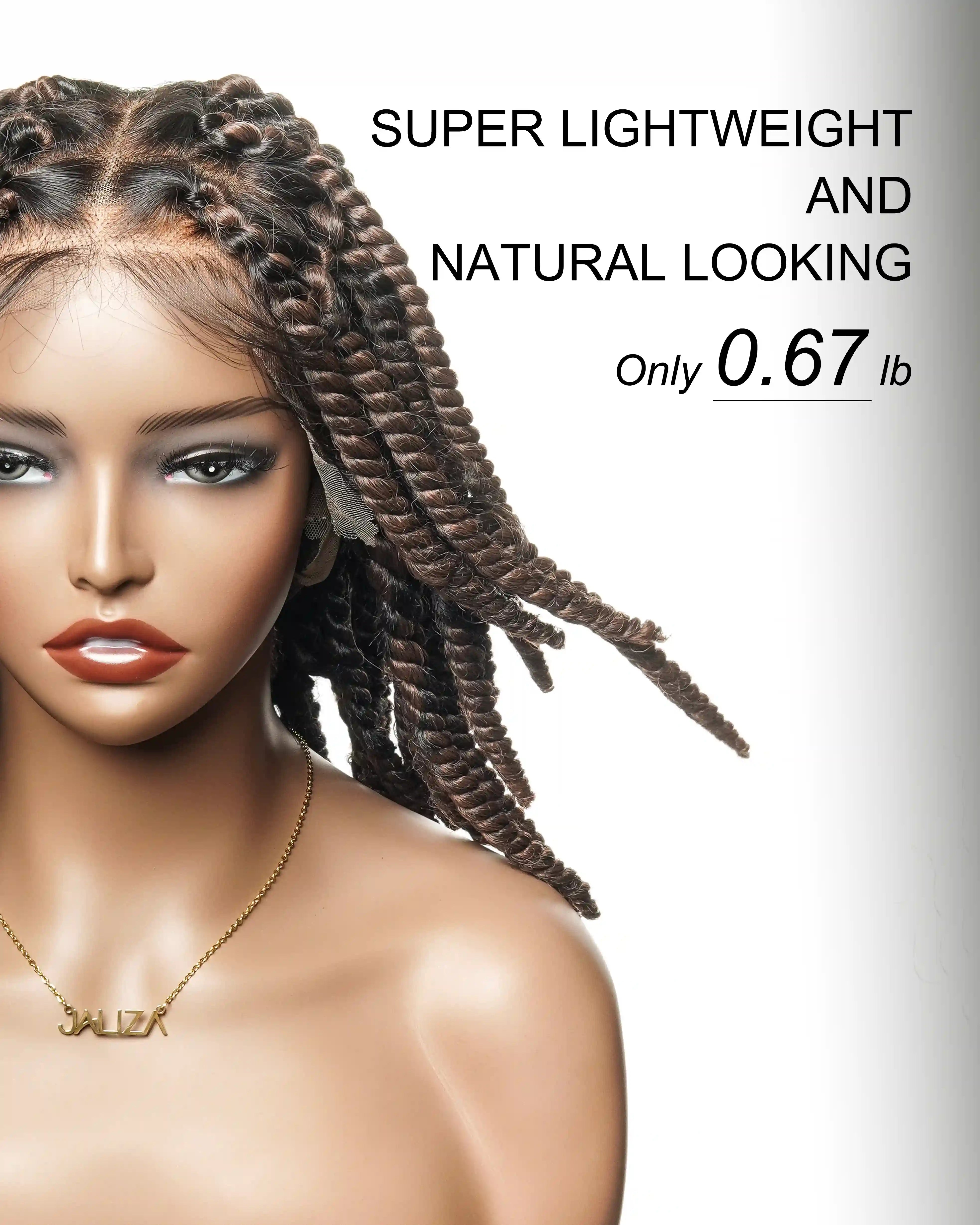 14" Soft Jumbo Twist Pre Bleached Human Hair Lace Base HD Full Lace Braided Wig