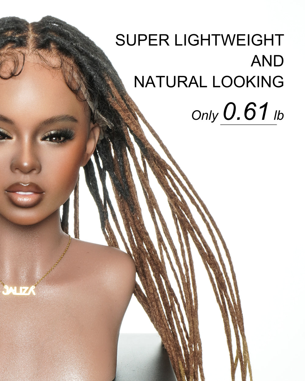JALIZA 24 inch Ombre Faux Locs Pre-Bleached Swiss HD Full Lace Braided Wig (Model - Front View)